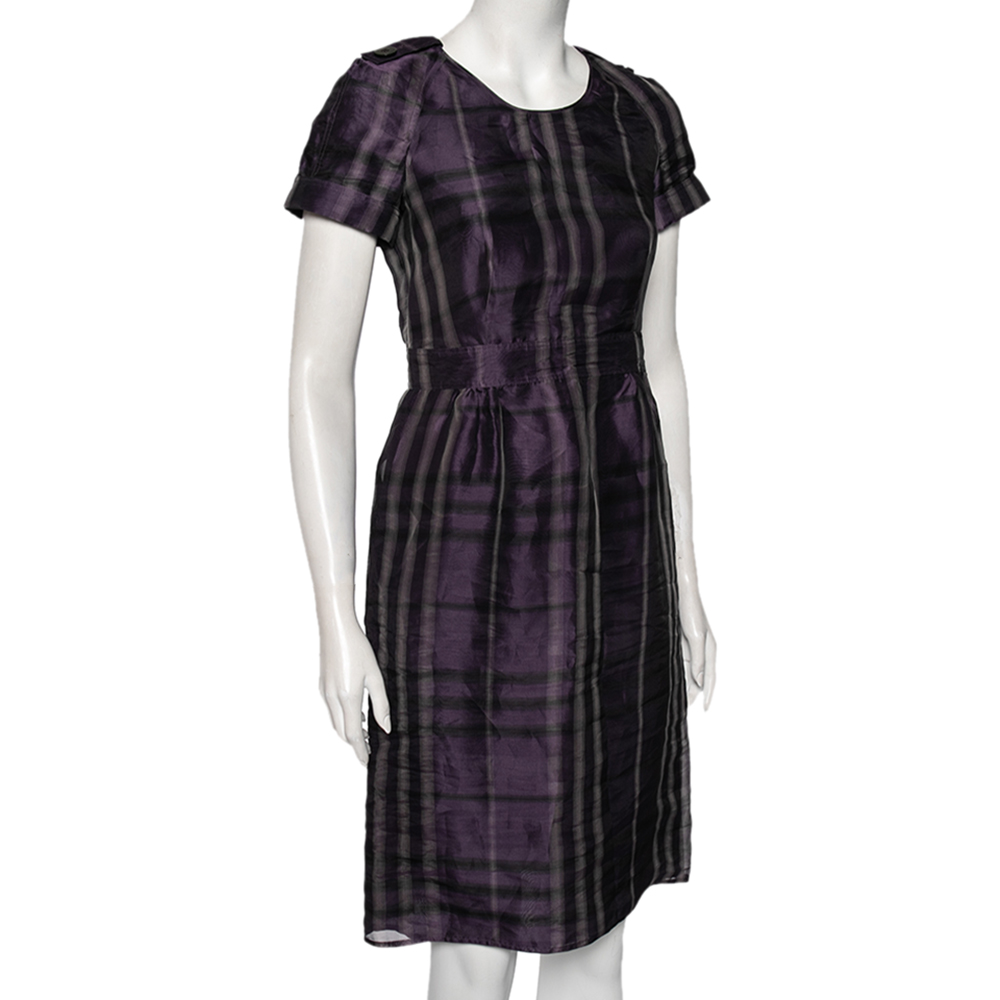 

Burberry Purple Nova Check Organza Silk Anamaria Dress