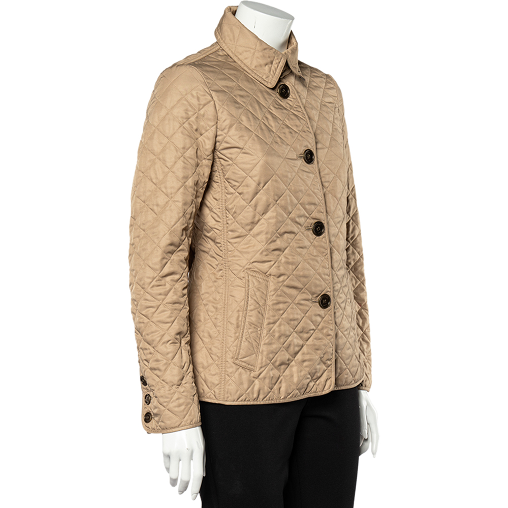

Burberry Beige Synthetic Quilted Button Front Jacket