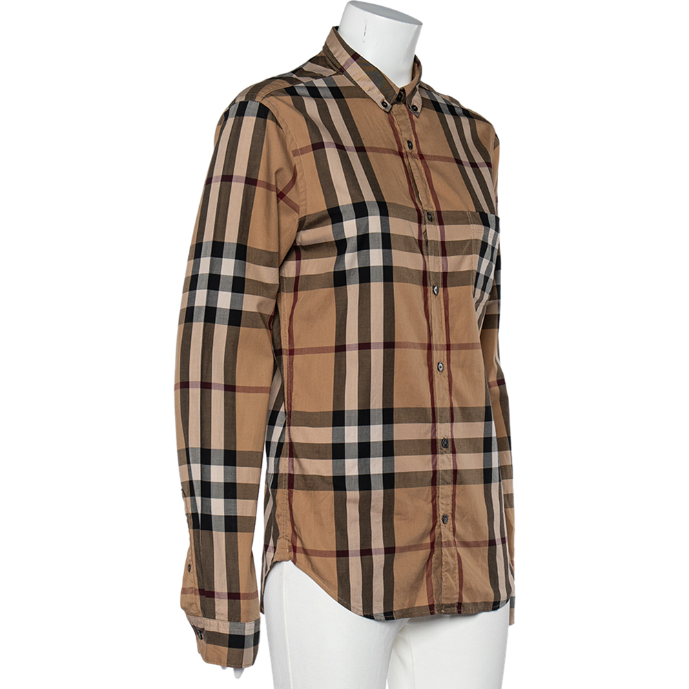 

Buberry Brit Brown Checkered Cotton Button Front Long Sleeve Shirt