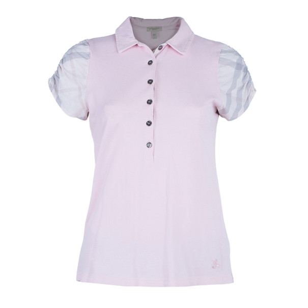 Pre Owned Burberry Brit Contrast Novacheck Sleeve Polo Shirt L