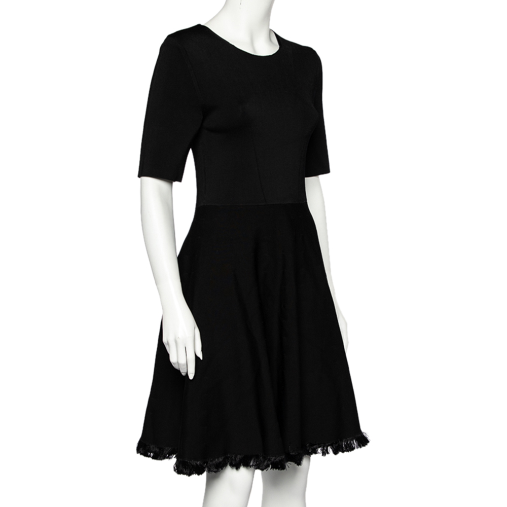 

Burberry Black Knit Fringed A-Line Dress