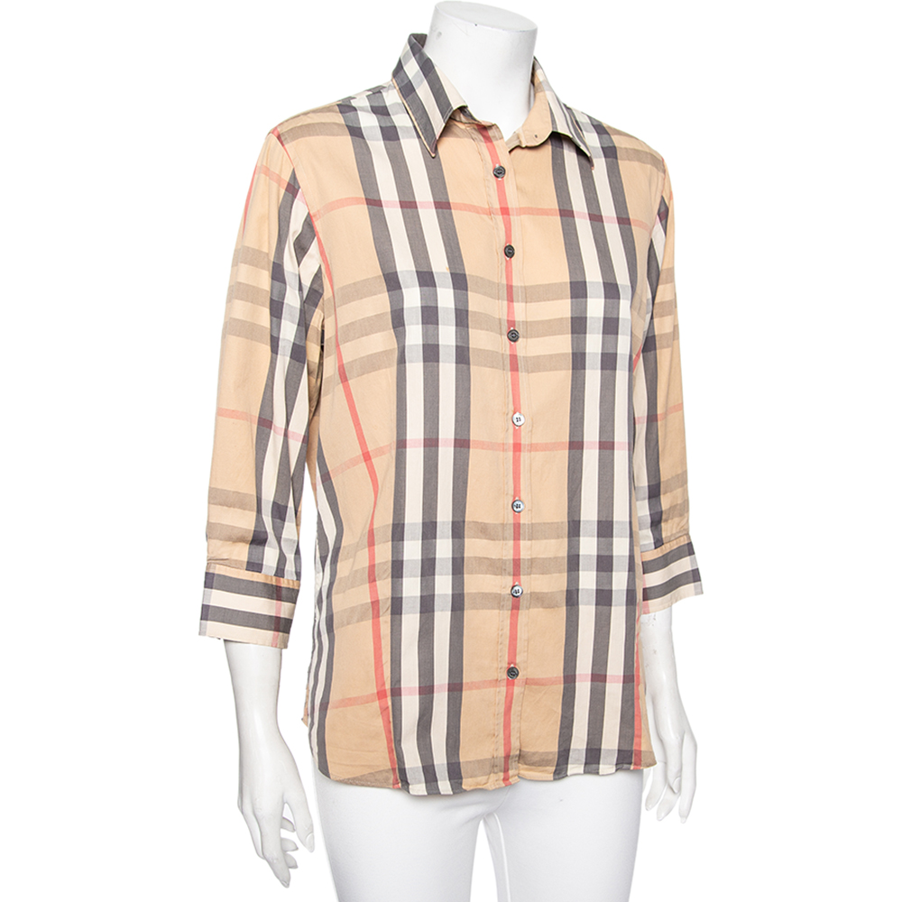 

Burberry Beige Nova Check Cotton Button Front Shirt