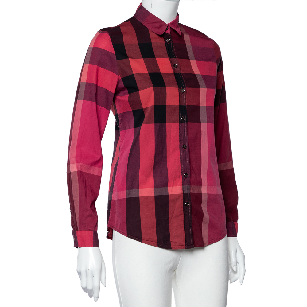 

Burberry Brit Red Checkered Cotton Button Front Shirt