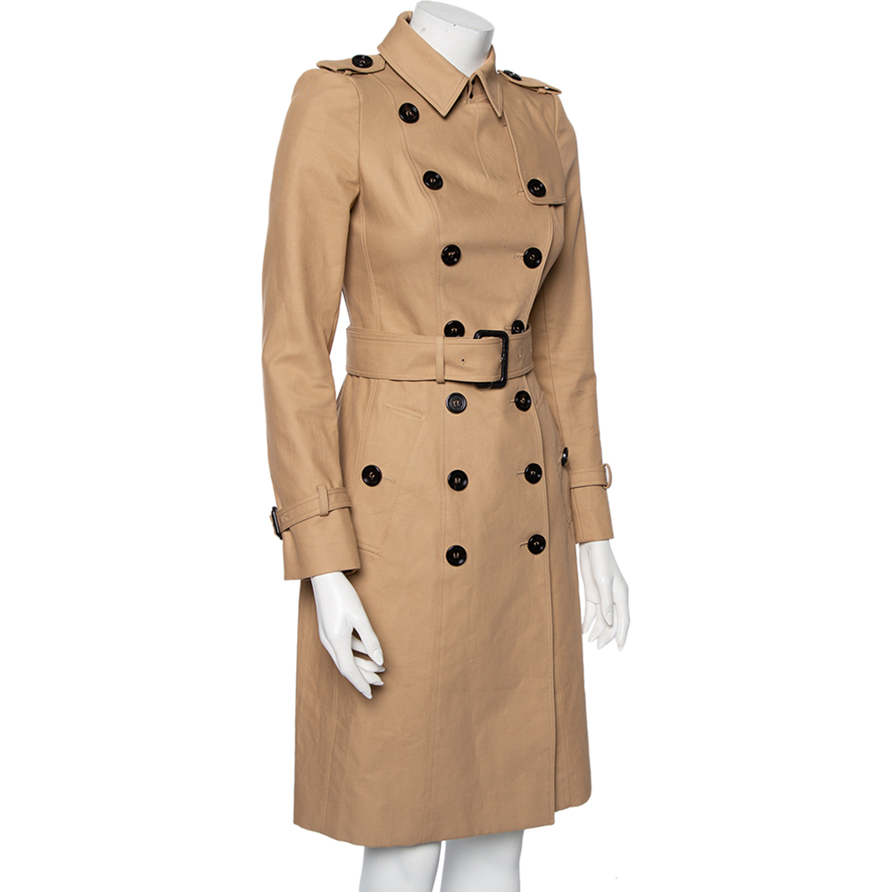 

Burberry Prorsum Beige Cotton Double Breasted Belted Trench Coat
