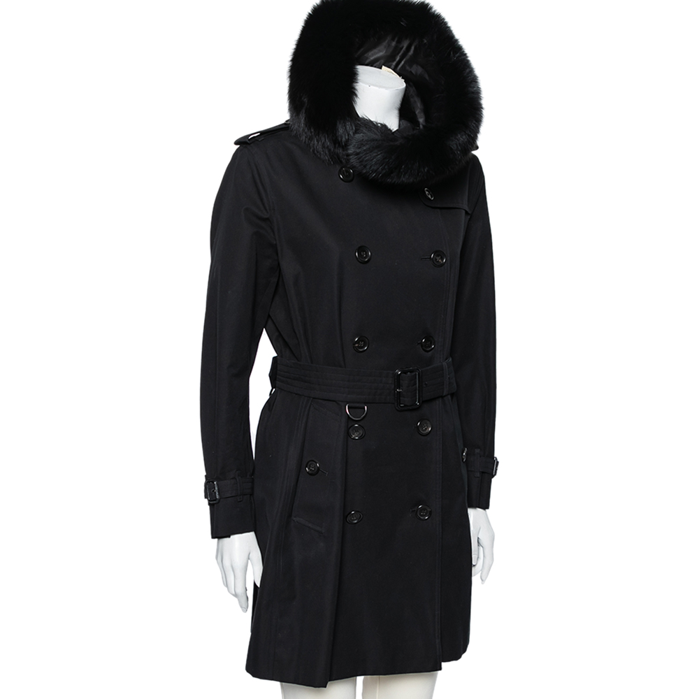 

Burberry Black Cotton Double Breasted Belted Trench Coat