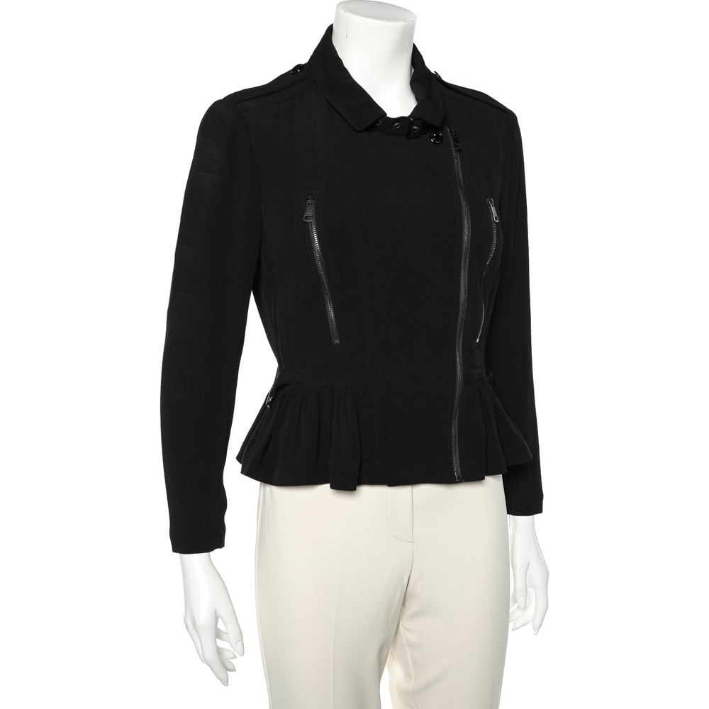 

Burberry Black Black Crepe Zip Front Jacket
