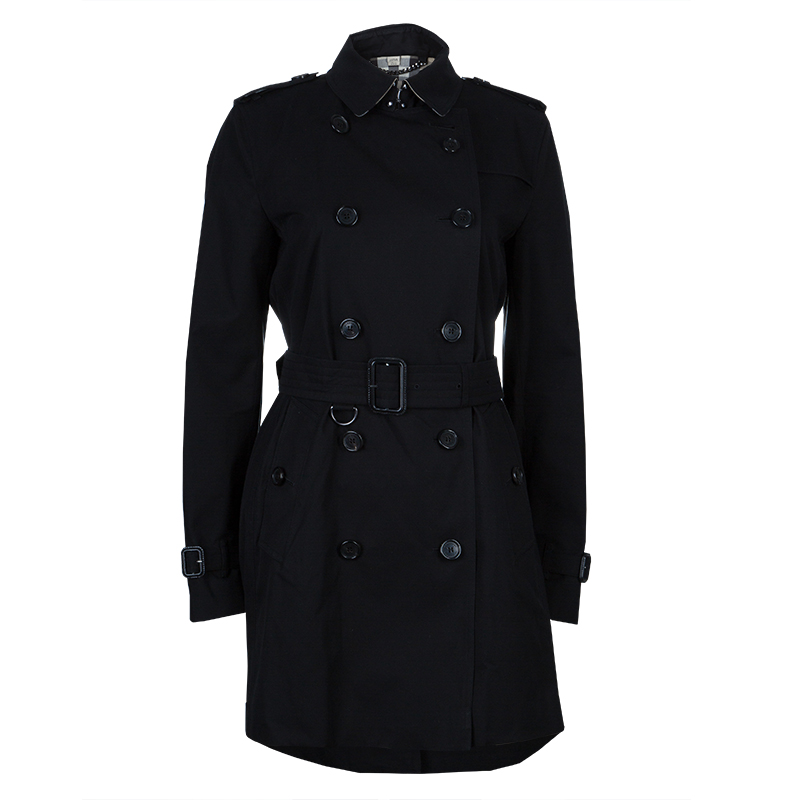 Pre Owned Burberry Black Kensington Trenchcoat M
