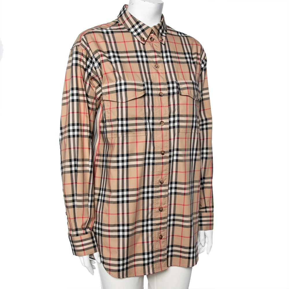 

Burberry Beige Vintage Check Cotton Oversized Shirt