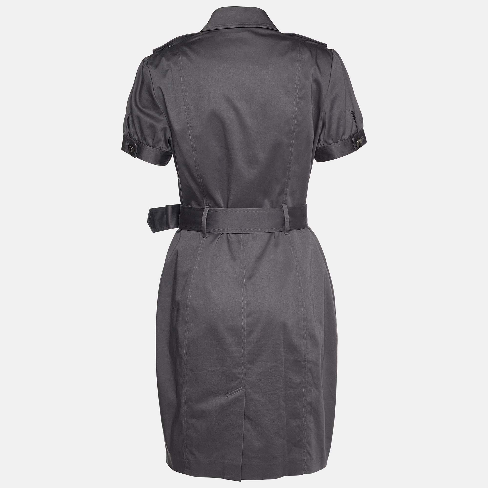 

Burberry Grey Cotton Short Sleeve Button Front Shirt Dress