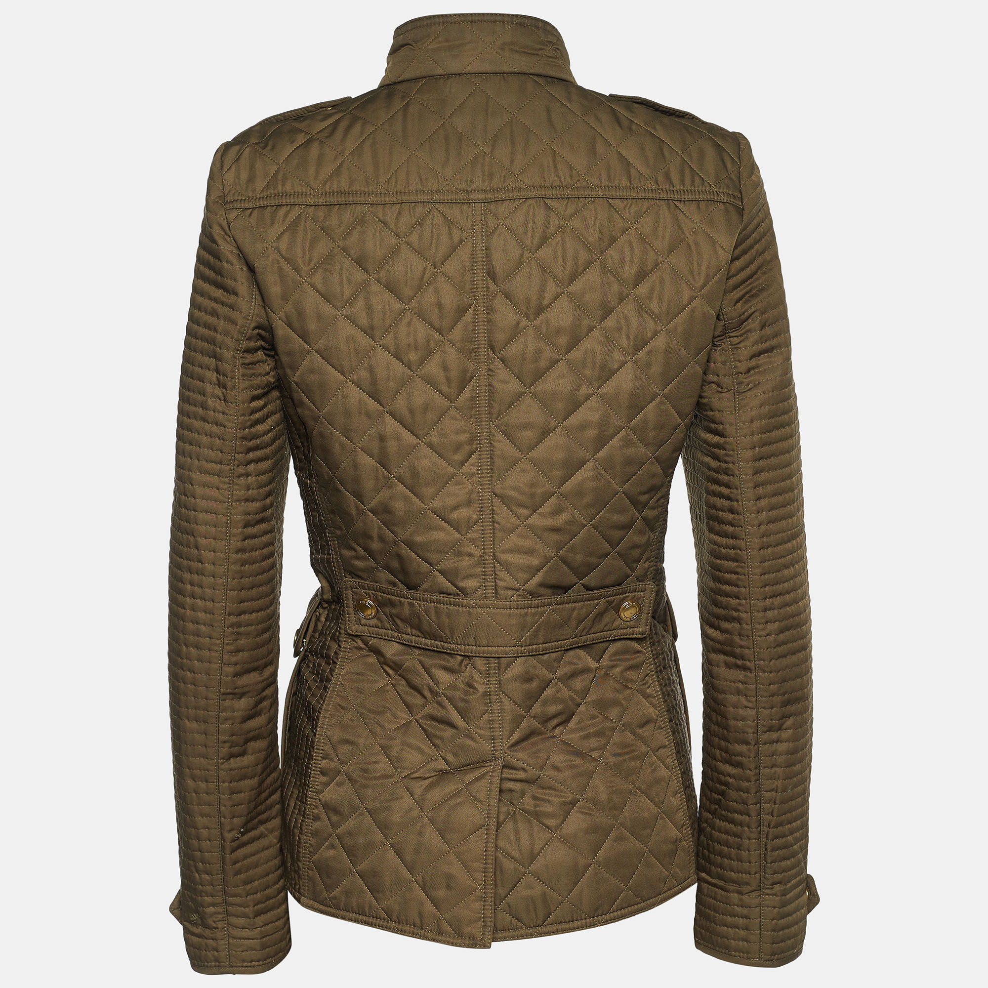 

Burberry Brit Green Synthetic Quilted Button Front Jacket