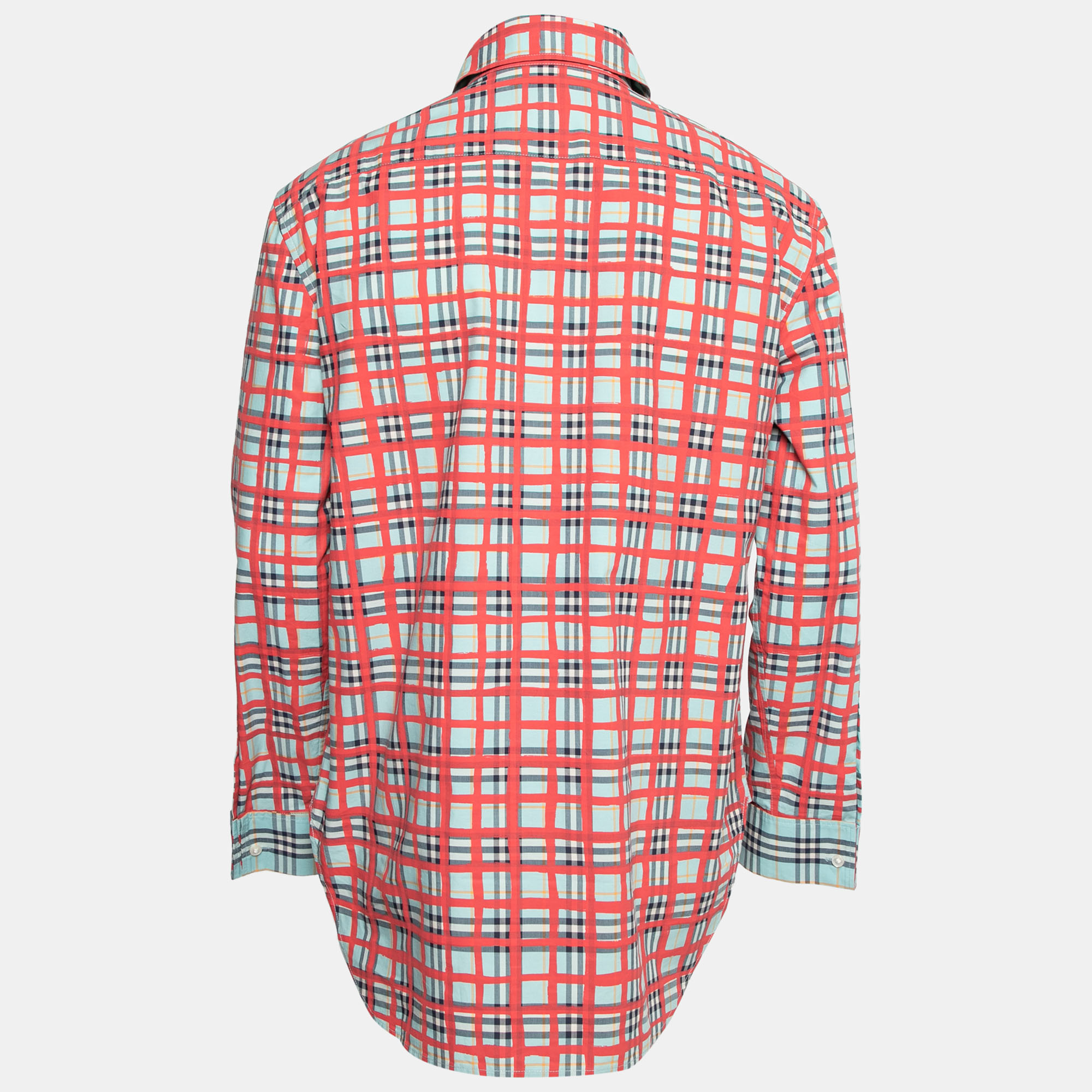 

Burberry Red & Blue Plaid Saoirse Check Cotton Button Front Shirt