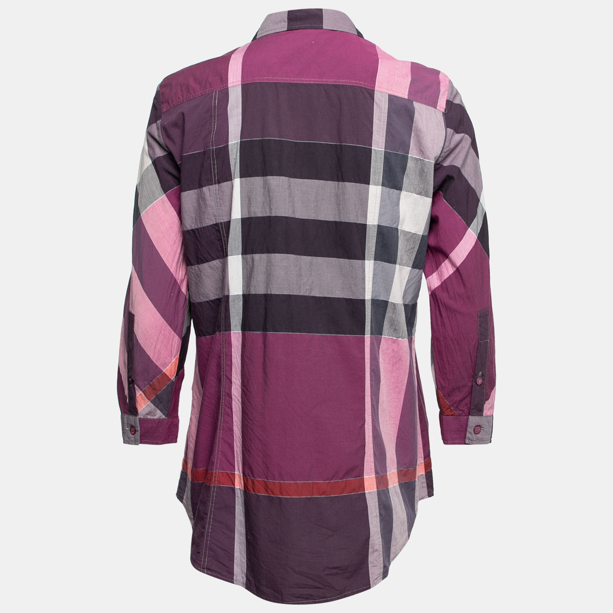 

Burberry Purple Nova Check Cotton Button Front Shirt