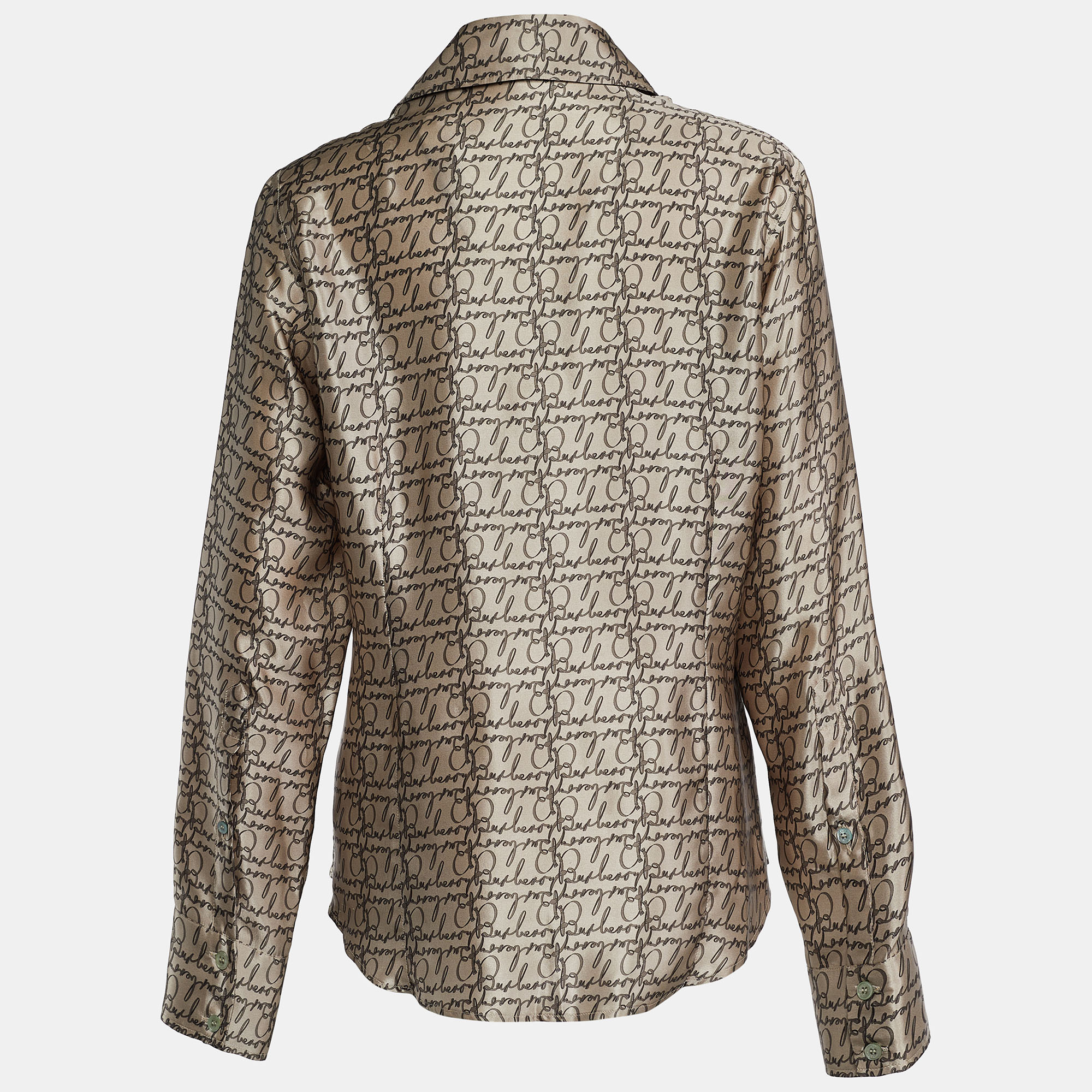 

Burberry Beige Logo Print Silk Shirt