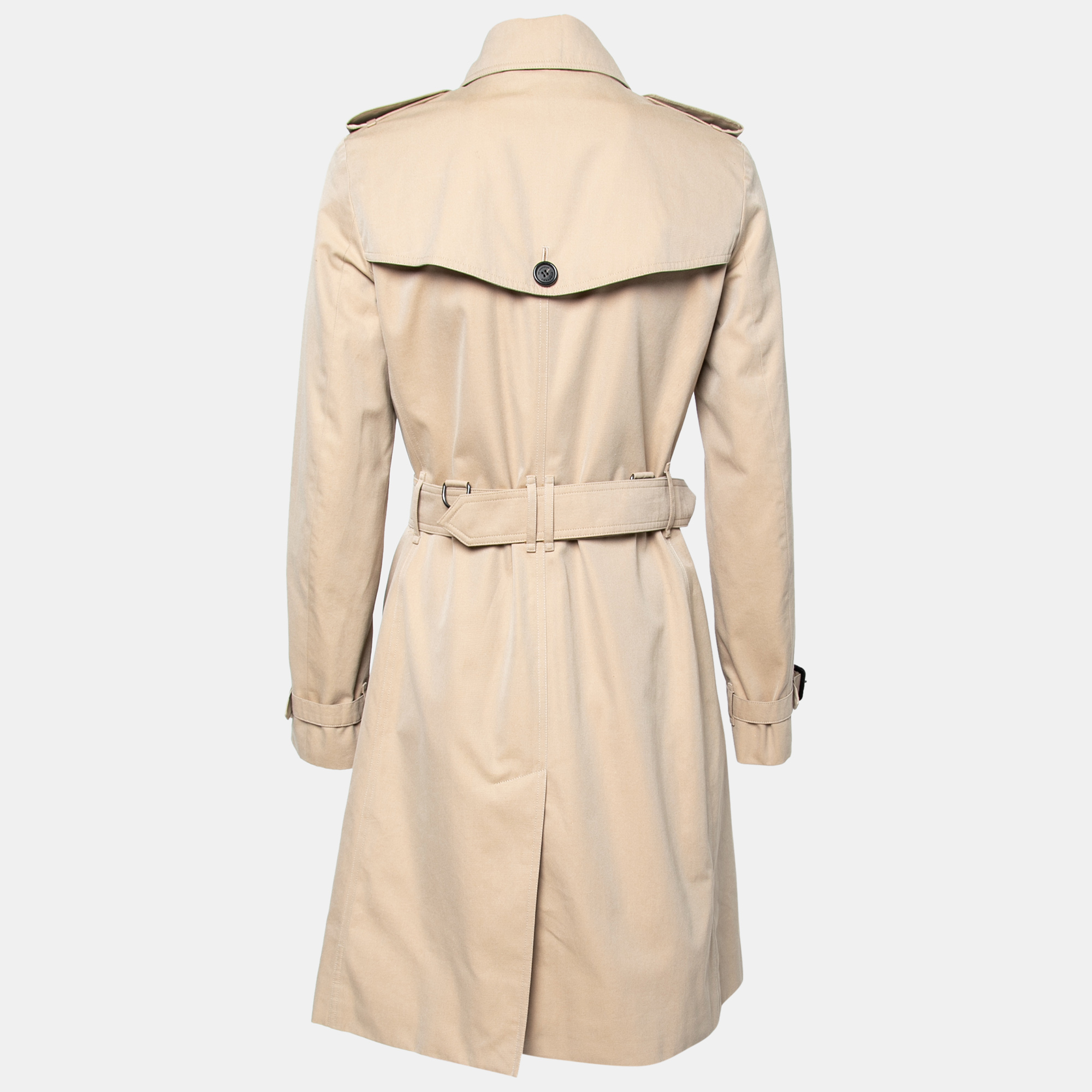 

Burberry Beige Cotton Double Breasted Belted Trench Coat