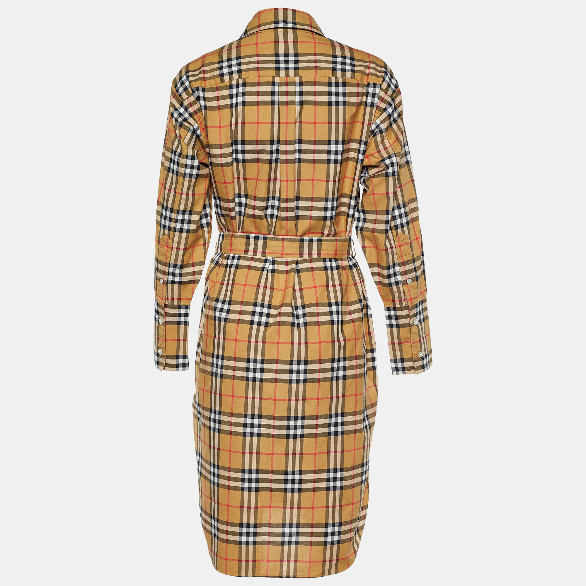 

Burberry Brown Isotto Check Cotton Belted Shirt Dress