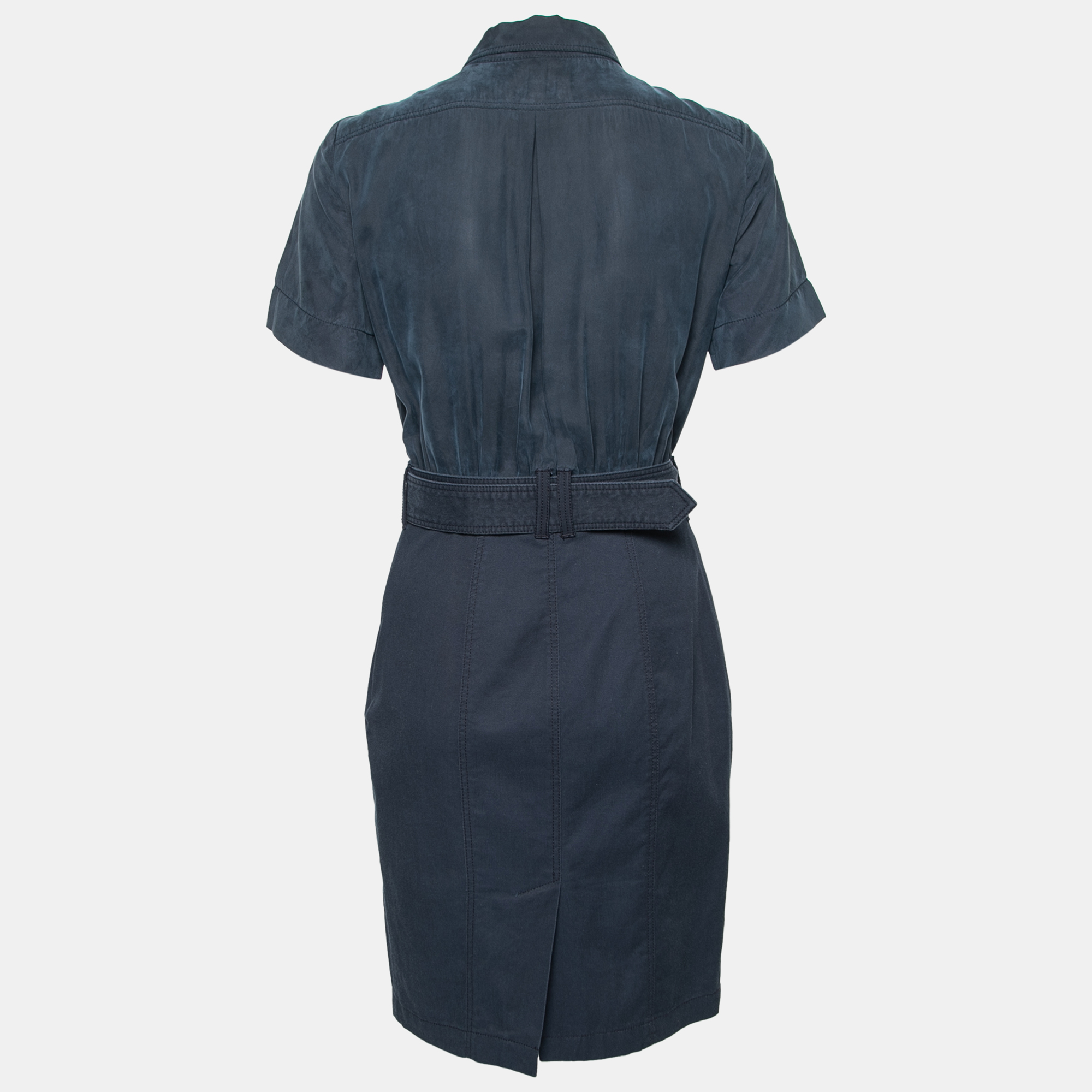 

Burberry Brit Navy Blue Belted Cotton Shirt Dress