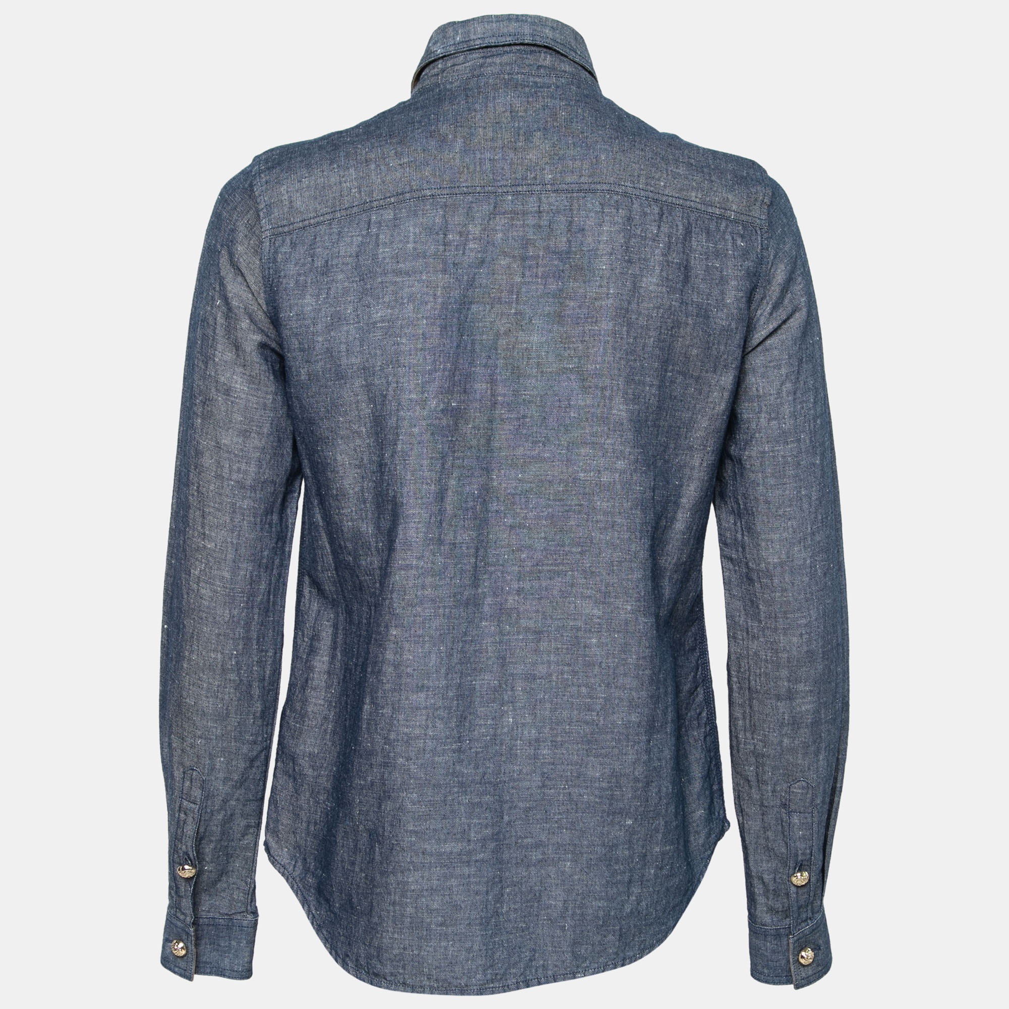 

Burberry Blue Denim Pocketed Button Front Shirt