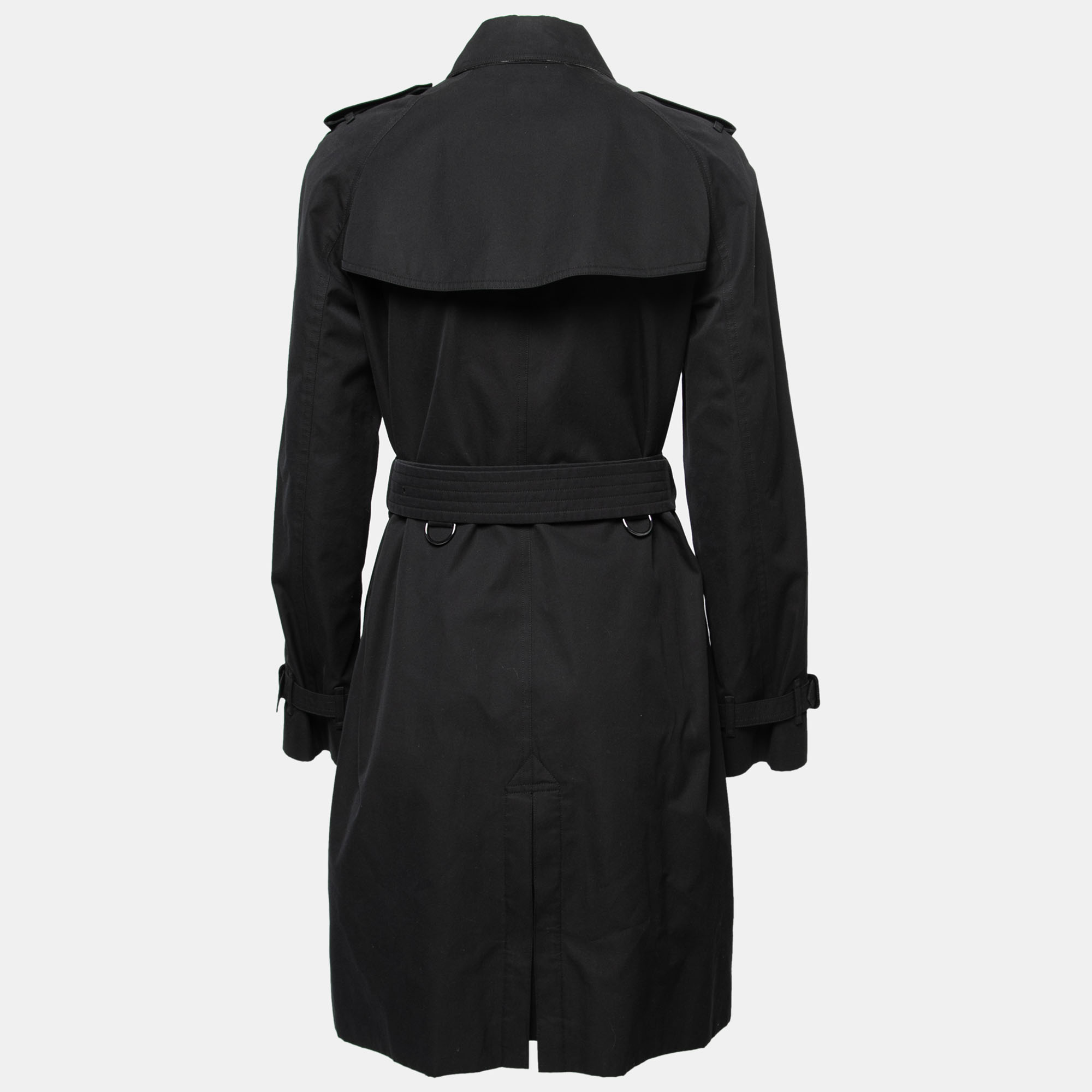 

Burberry Black Cotton Double Breasted Belted Trench Coat