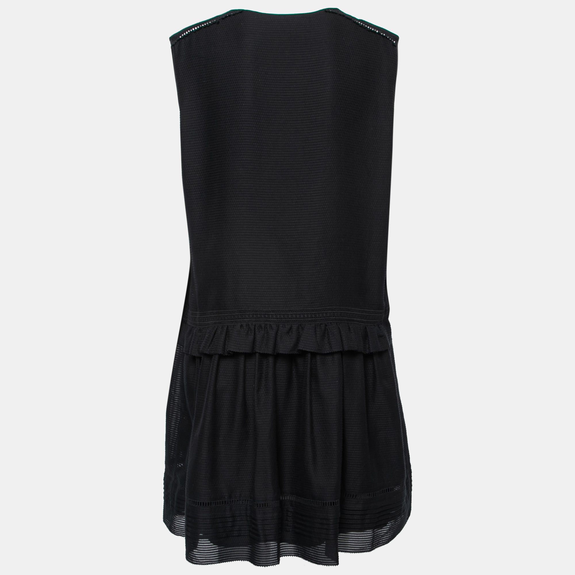 

Burberry Black Textured Cotton Lace Trimmed Sleeveless Dress