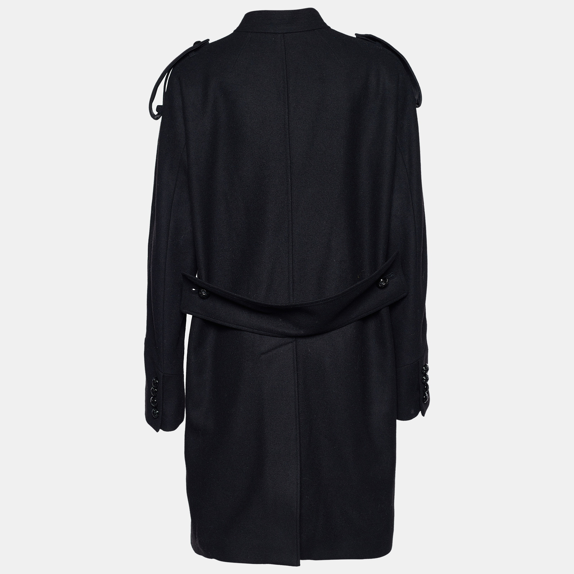 

Burberry Black Wool Dawsmere Button Front Coat