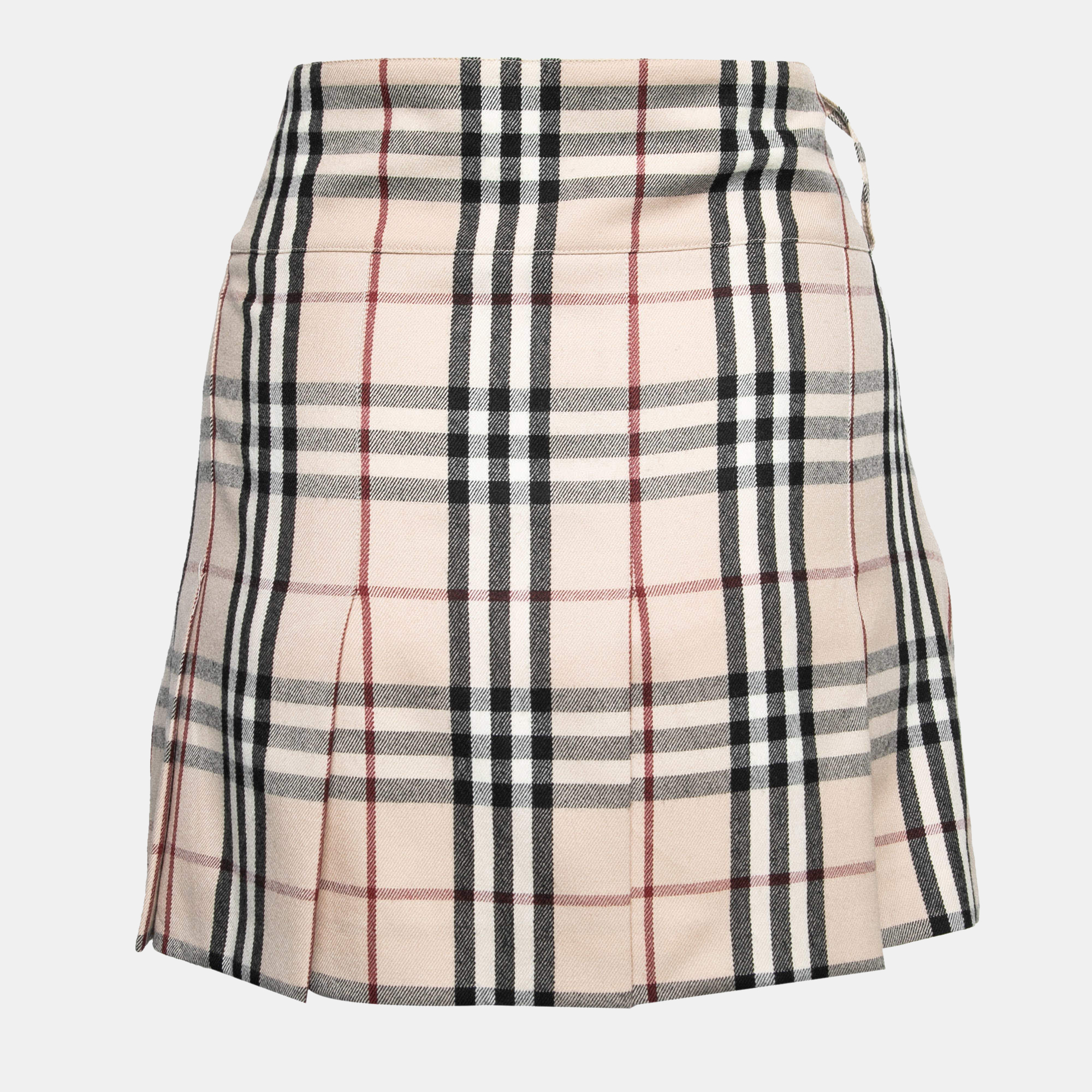 

Burberry Beige Nova Check Wool Pleated Mini Skirt