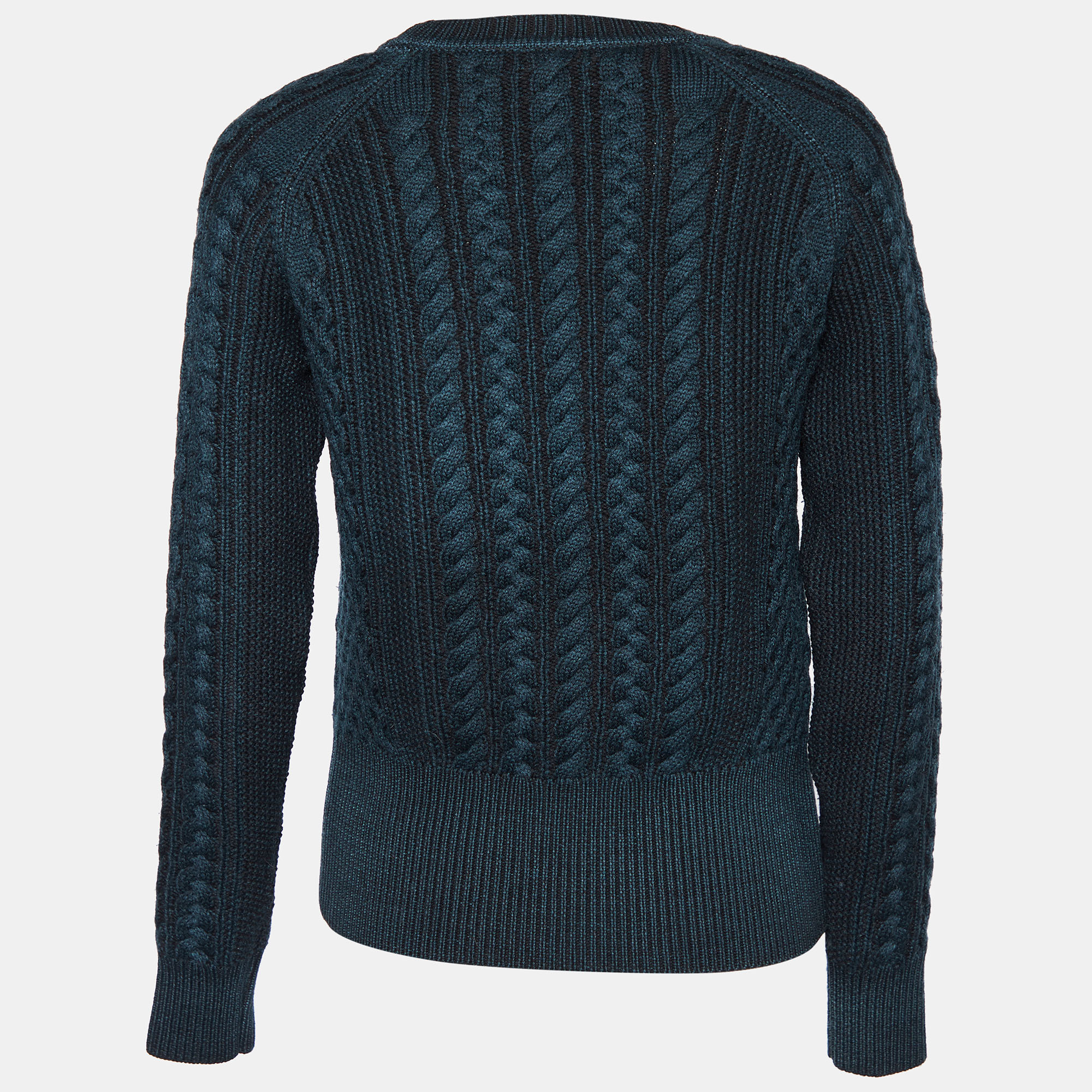 

Burberry Brit Prussian Blue Wool & Cotton Cable Knit Sweater