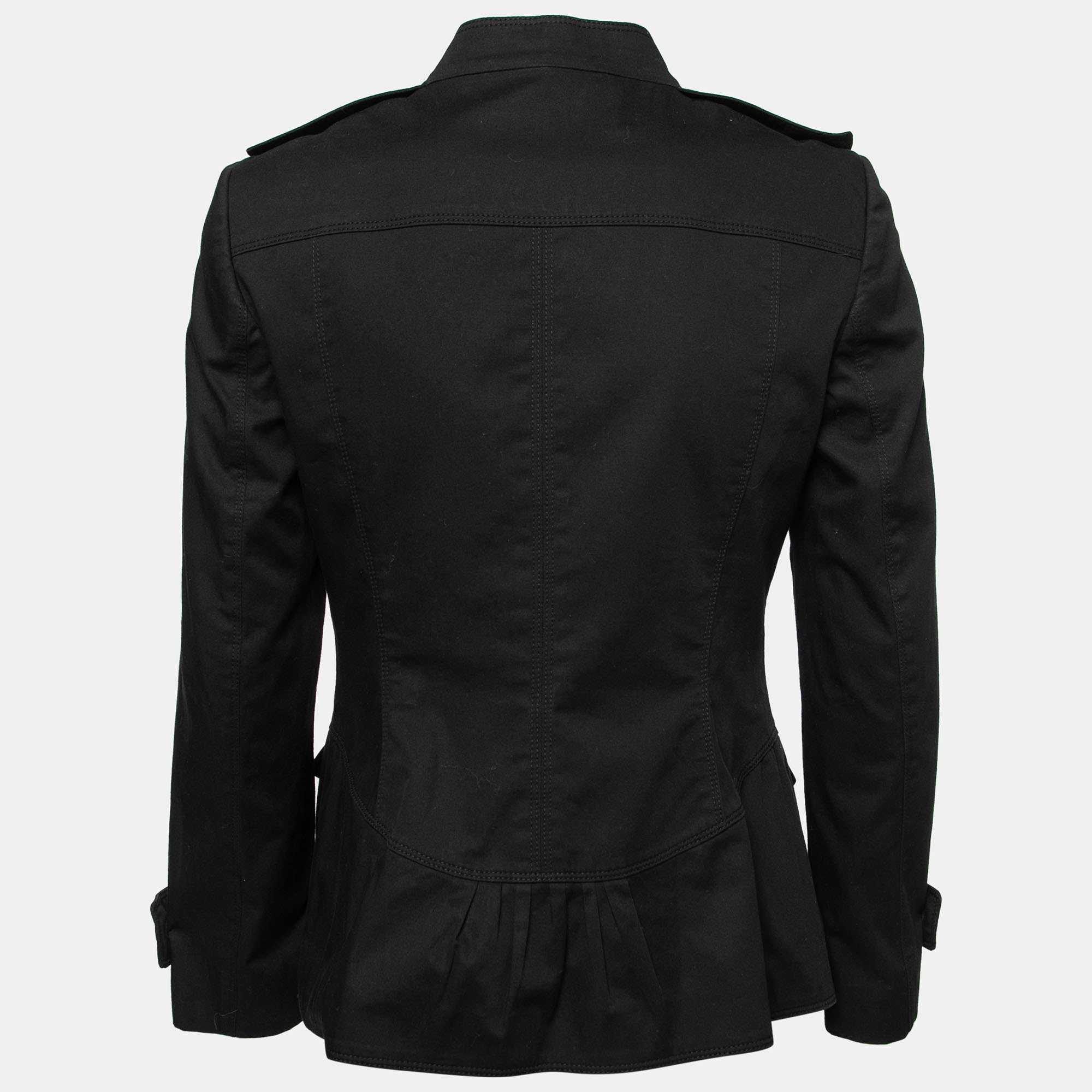 

Burberry Black Cotton Twill Button Front Jacket