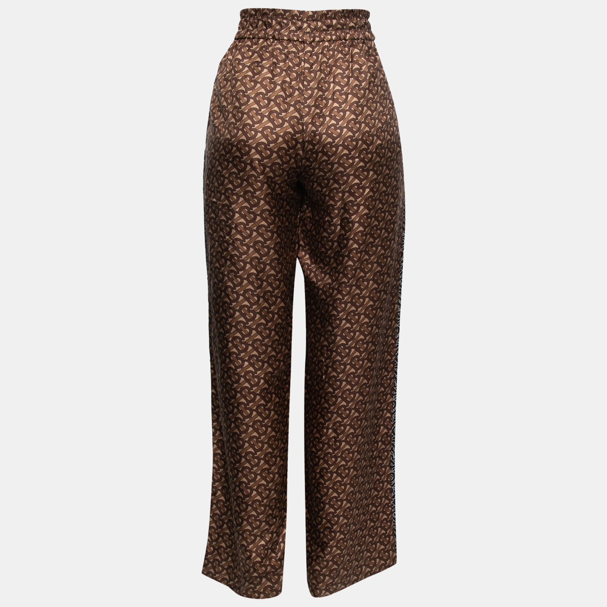 

Burberry Brown Monogram Silk Twill Elasticized Waist Pants