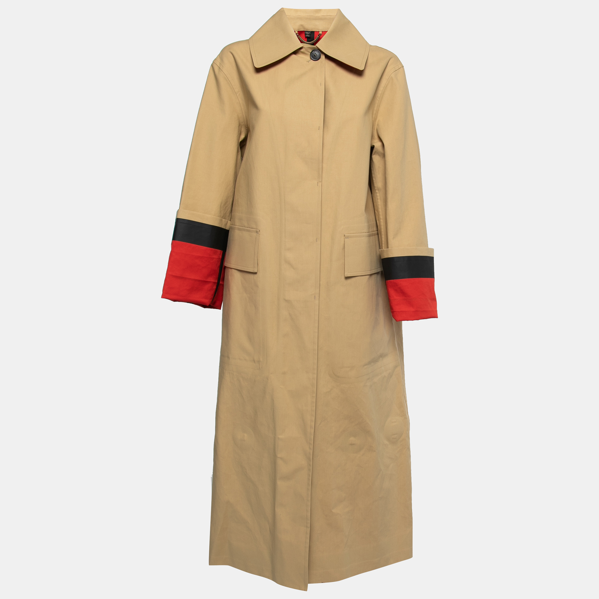 Pre-owned Burberry London Beige Cotton Button Front Oversized Trench Coat S