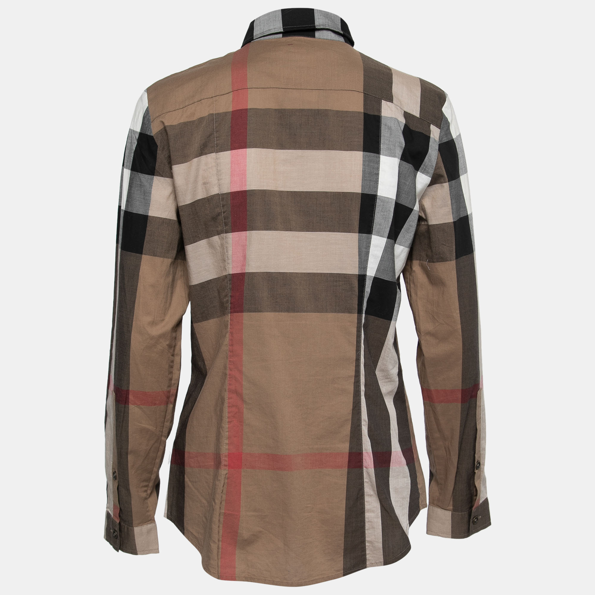 

Burberry Beige Check Print Cotton Button Front Shirt, Brown