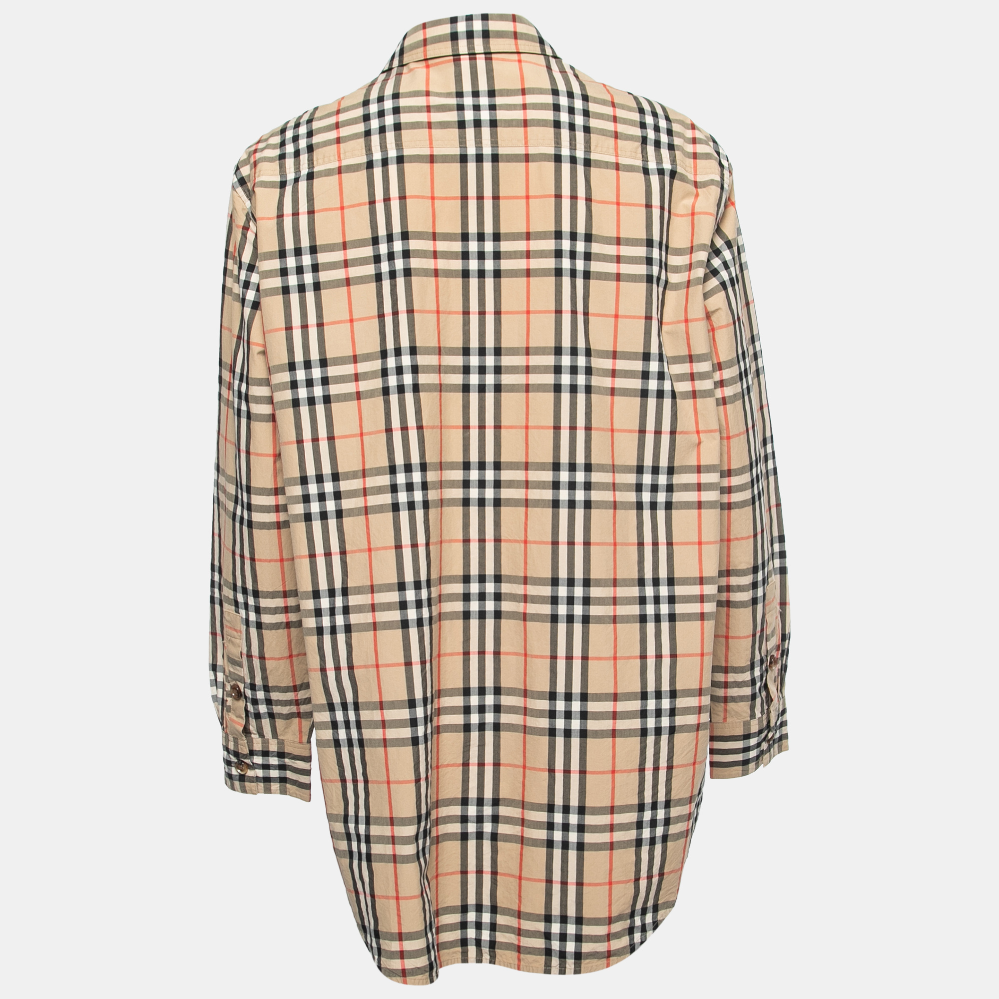 

Burberry Beige Nova Check Patterned Cotton Pocketed Shirt