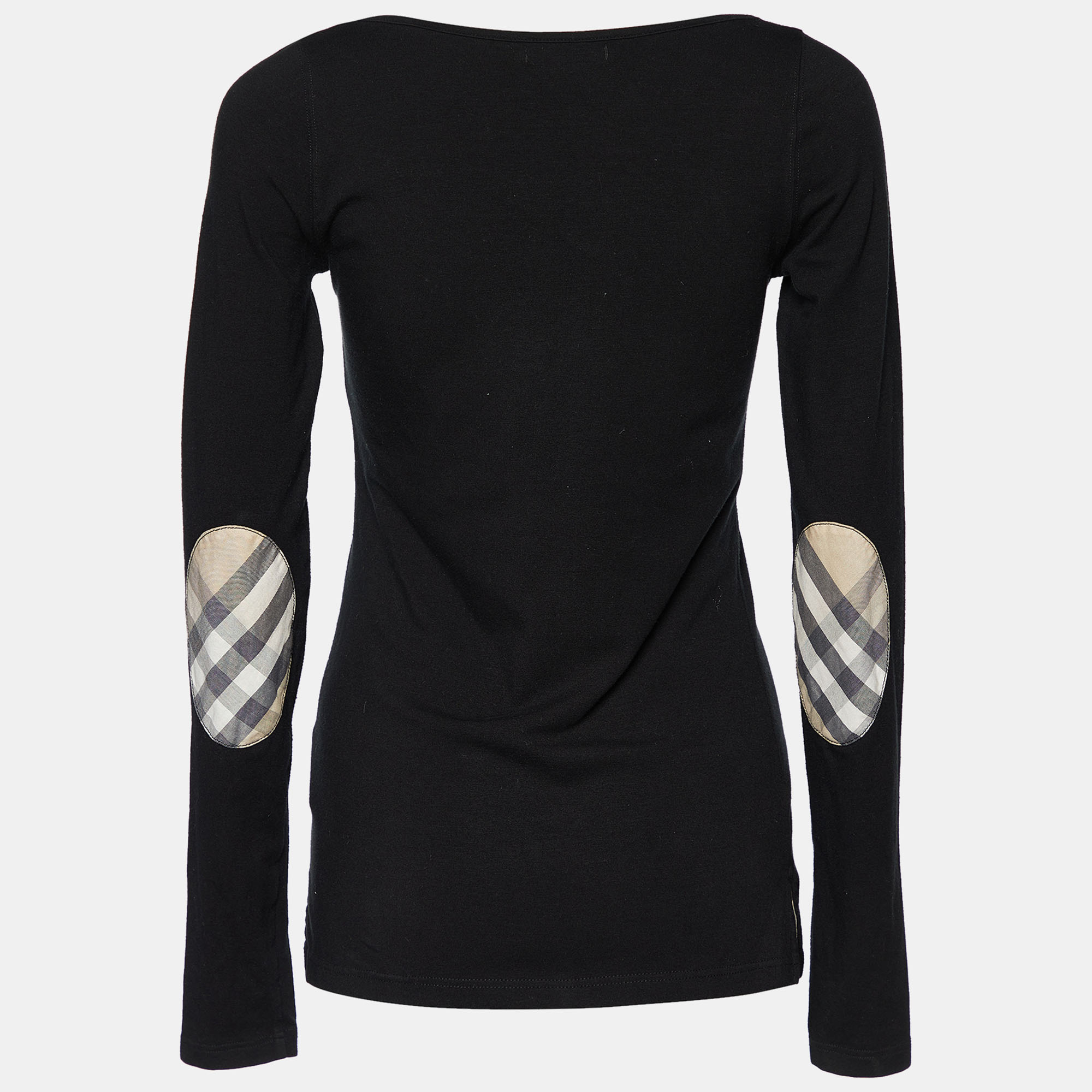 

Burberry Black Cotton Contrast Elbow Detail Long Sleeve T-Shirt