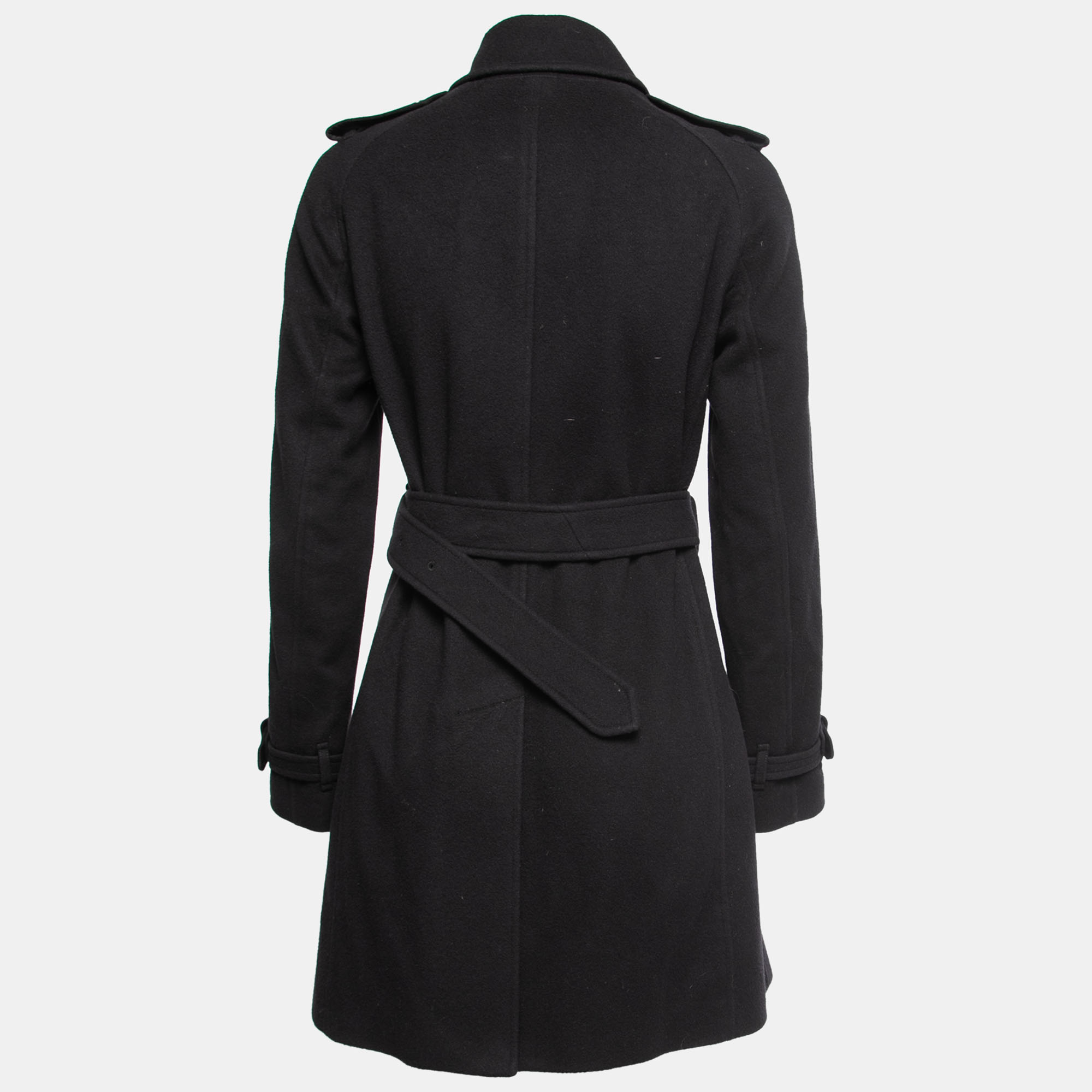 

Burberry Black Wool & Cashmere Belted Trench Coat