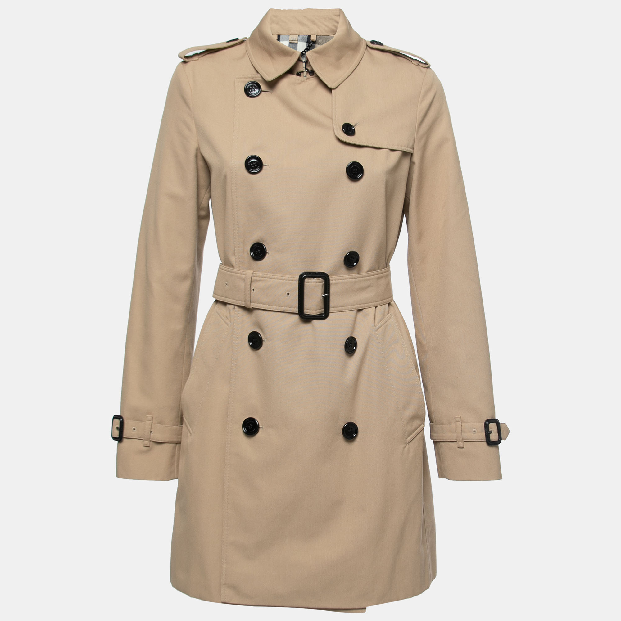 Pre-owned Burberry Tan Brown Gabardine Belted Trench Coat S
