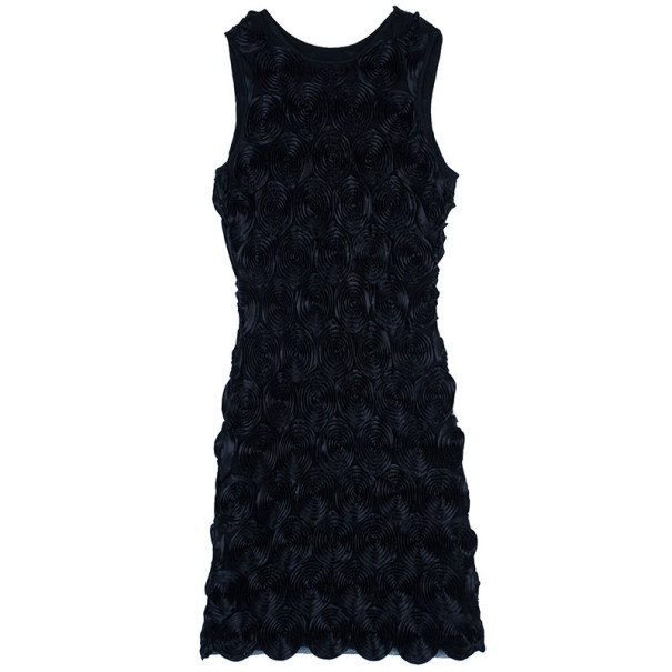 Pre Owned Burberry Prorsum Spiral Rosette Black Dress M