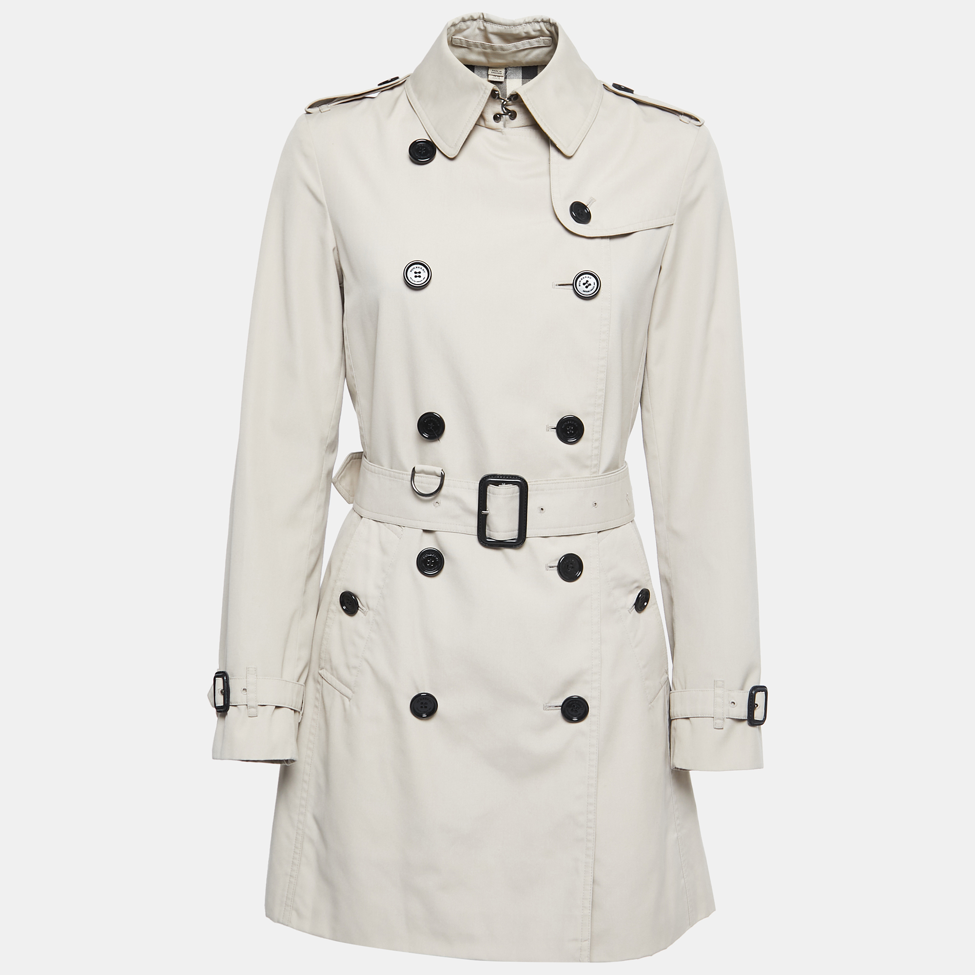 Pre Owned Burberry Beige Gabardine Belted Trench Coat S
