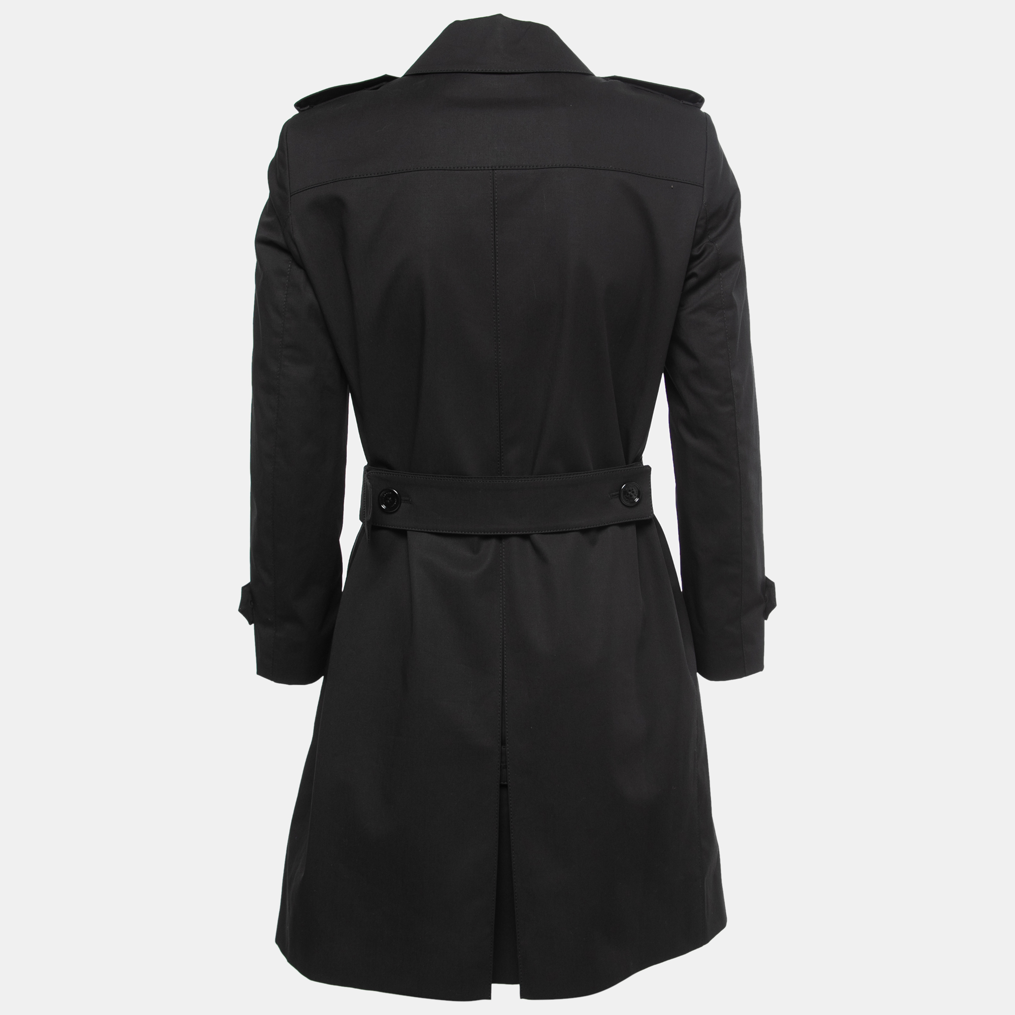 

Burberry Black Cotton Belted Trench Coat