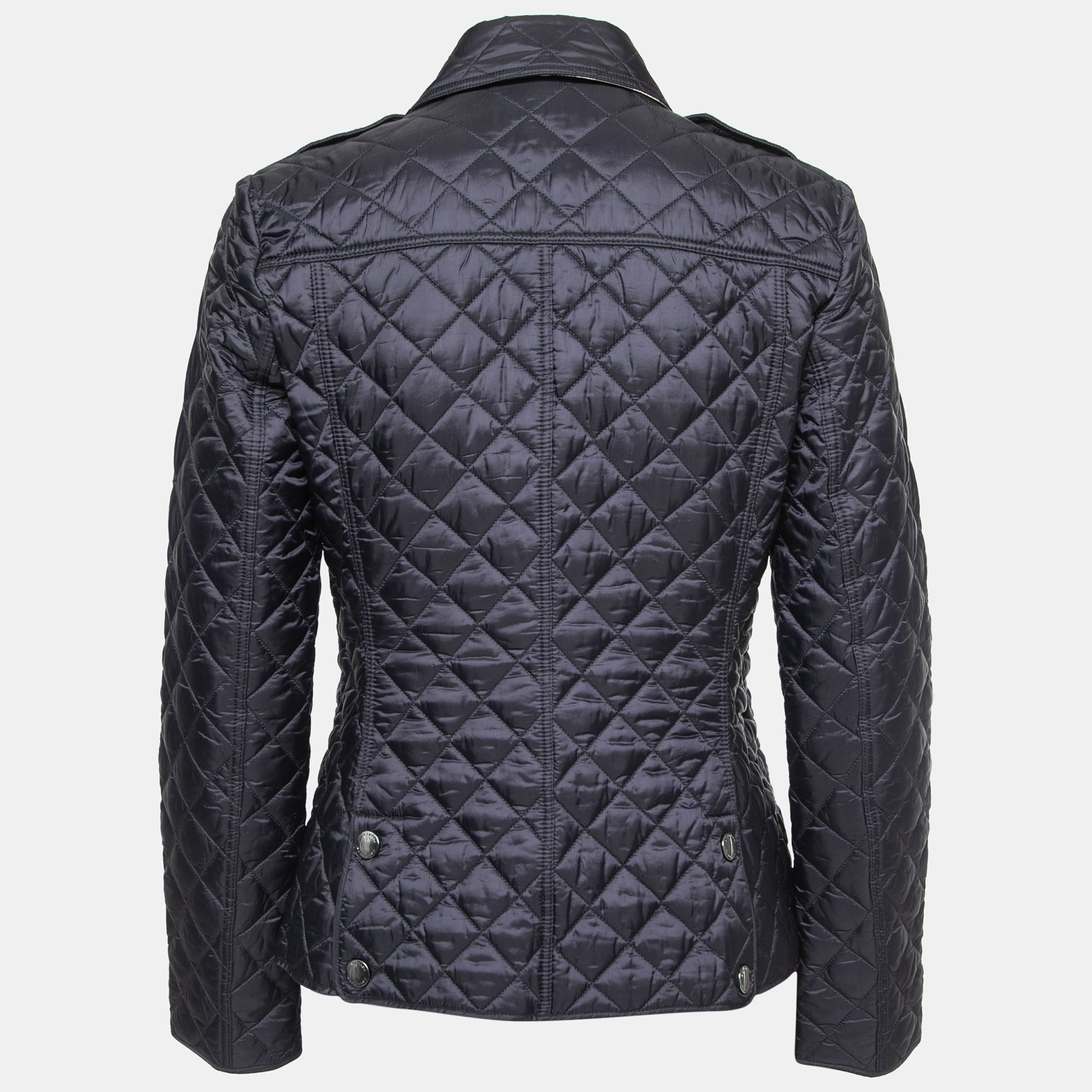 

Burberry Navy Blue Synthetic Kencott Quilted Jacket