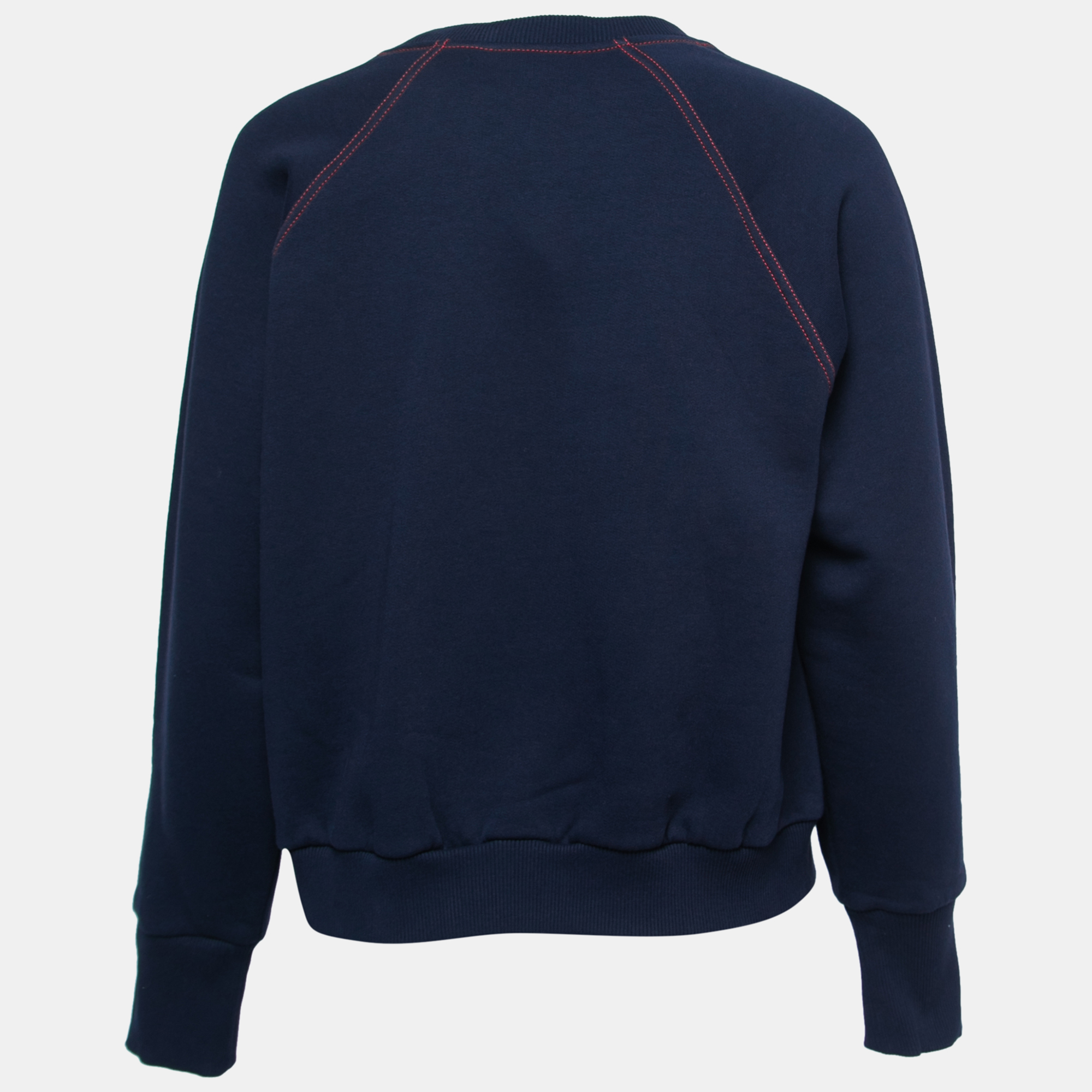 

Burberry Navy Blue Logo Embroidered Crewneck Sweatshirt