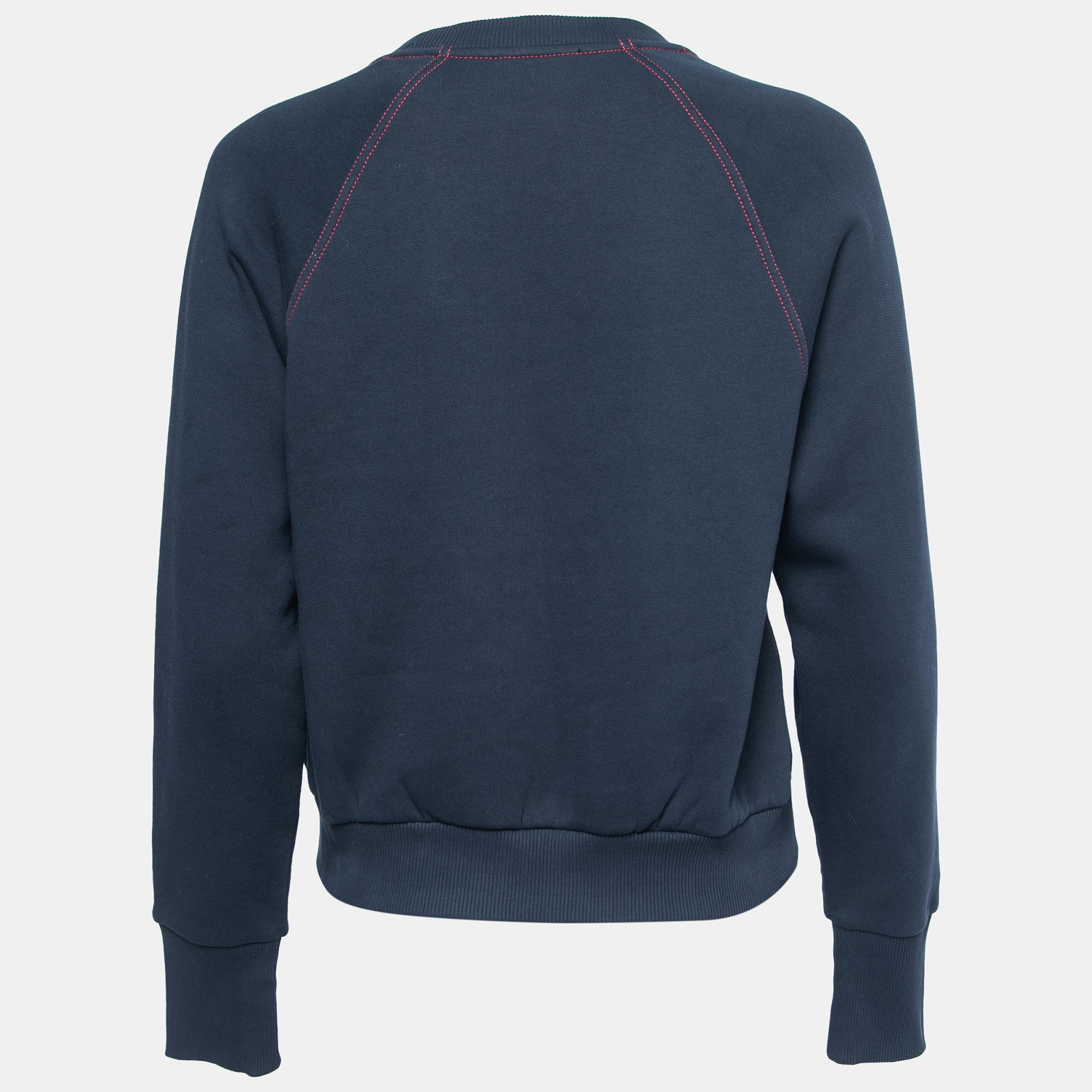 

Burberry Navy Blue Logo Embroidered Cotton Crew Neck Sweatshirt