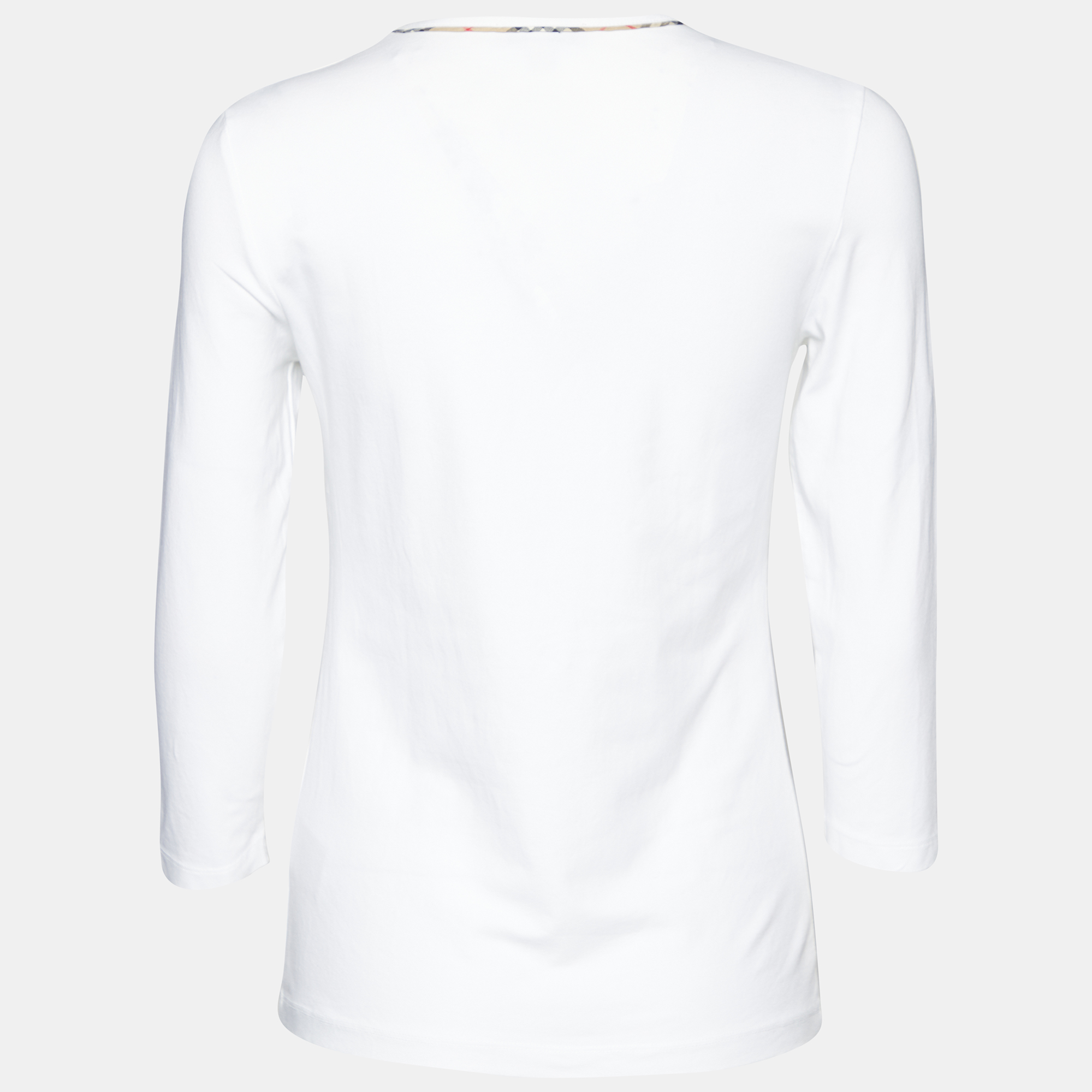 

Burberry White Cotton Knit Round Neck T-Shirt