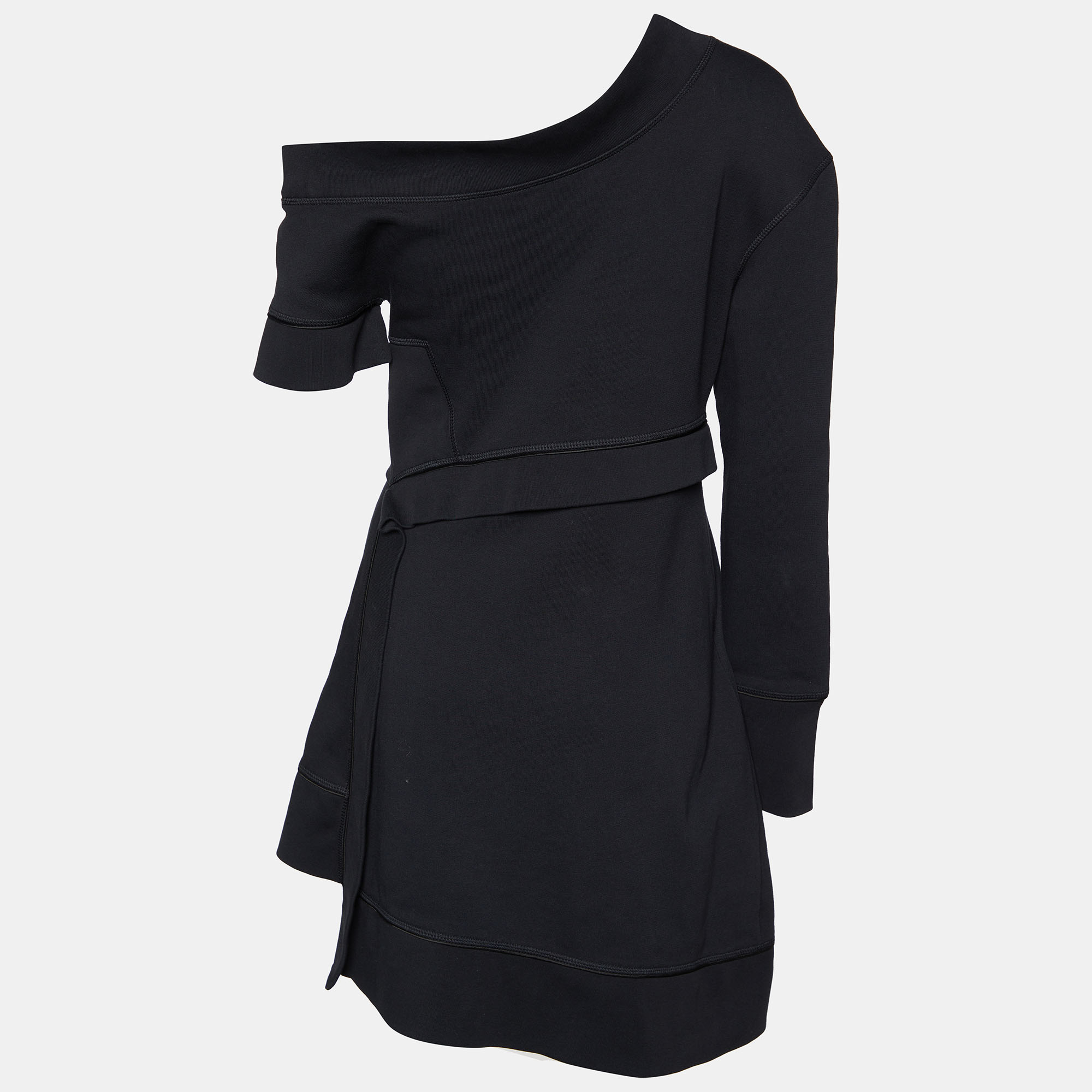 

Burberry Black Cotton Knit Asymmetric Mini Dress