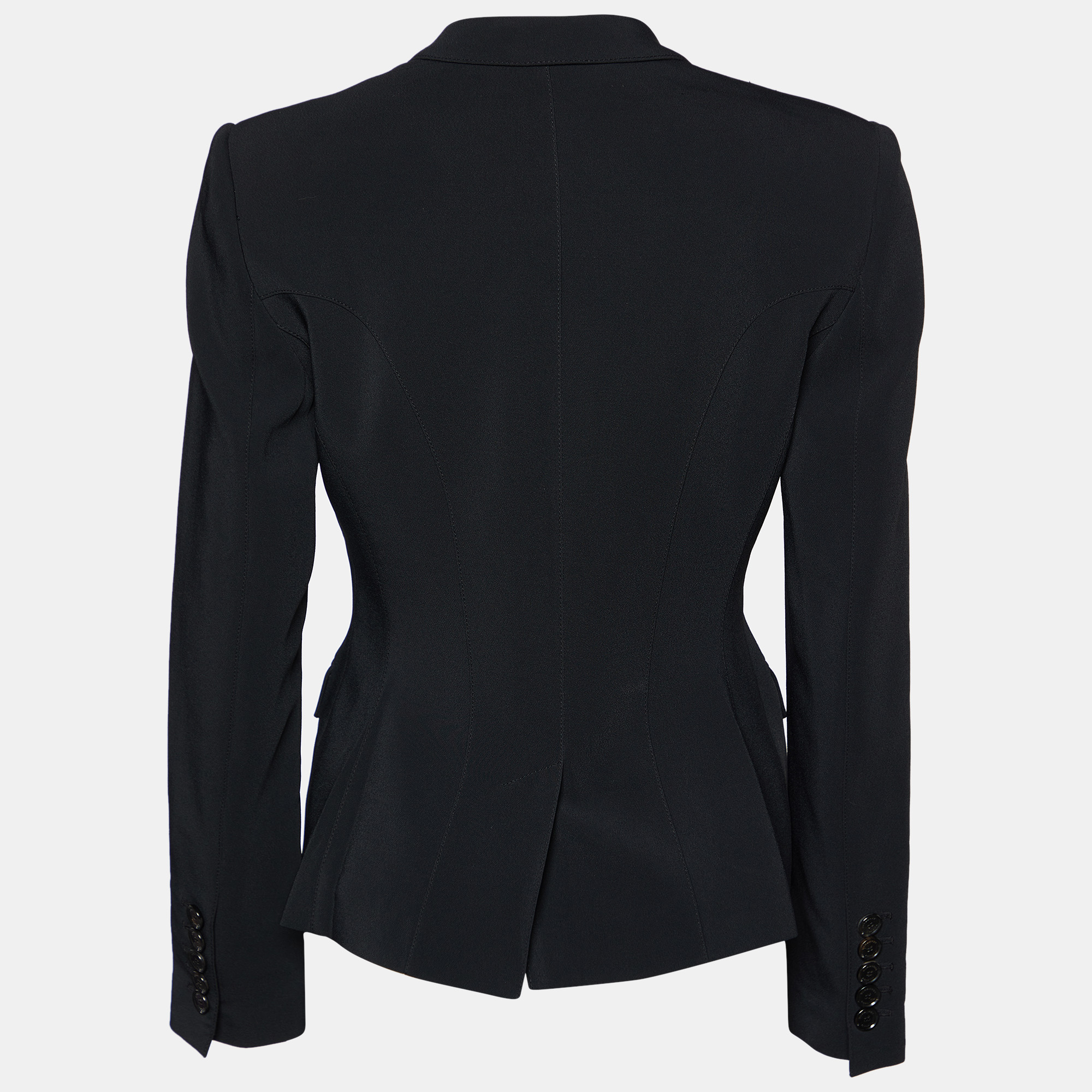 

Burberry Black Crepe Buckle Front Blazer