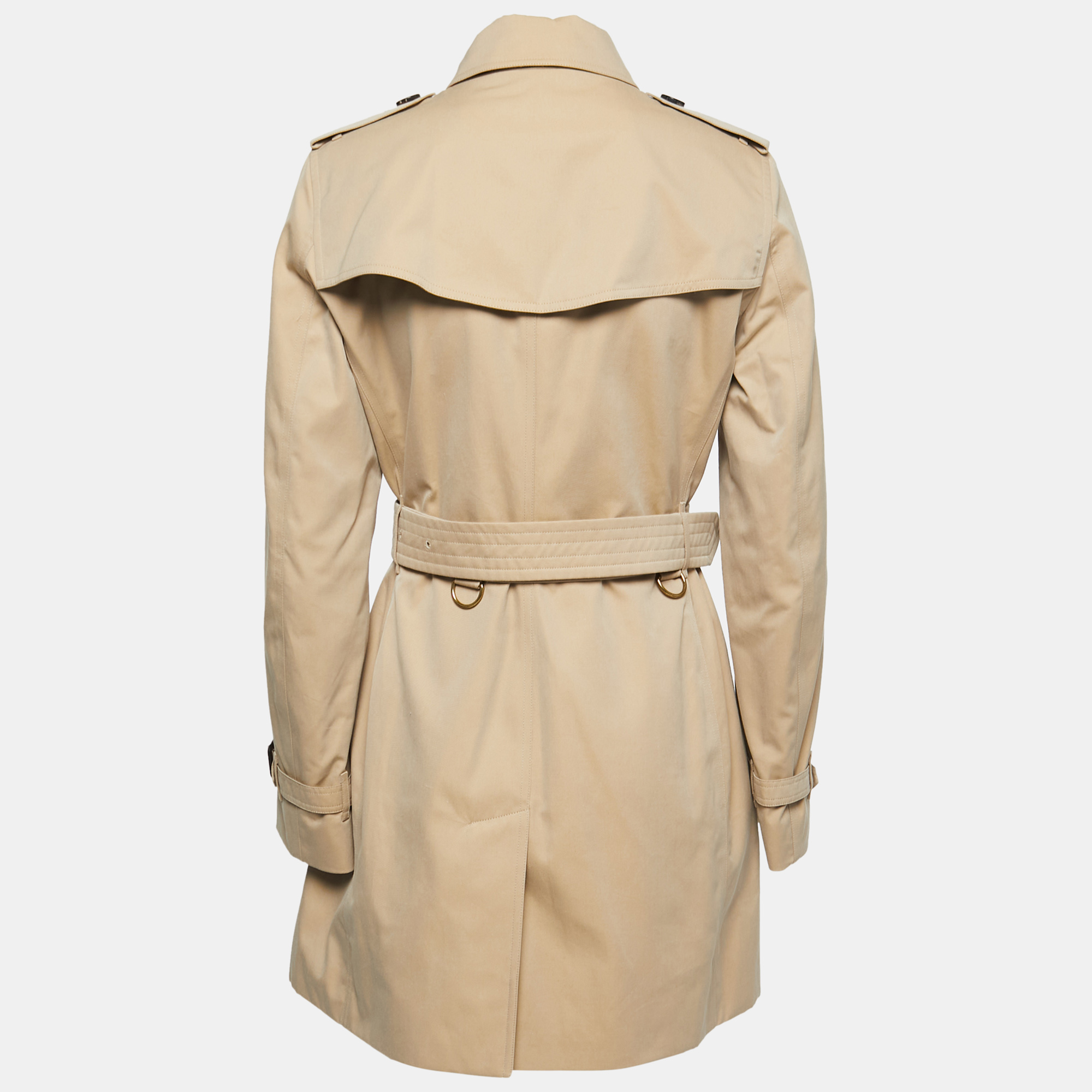 

Burberry Beige Canvas Double Breasted Kensington Trench Coat