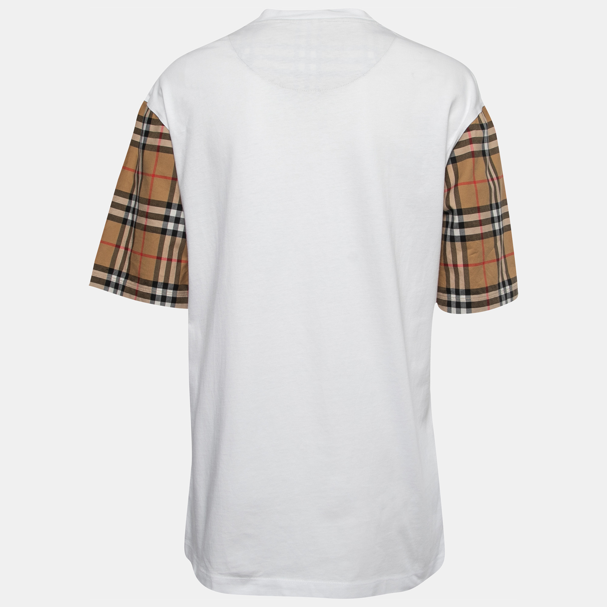 

Burberry White Cotton Vintage Checked Half Sleeve T-Shirt