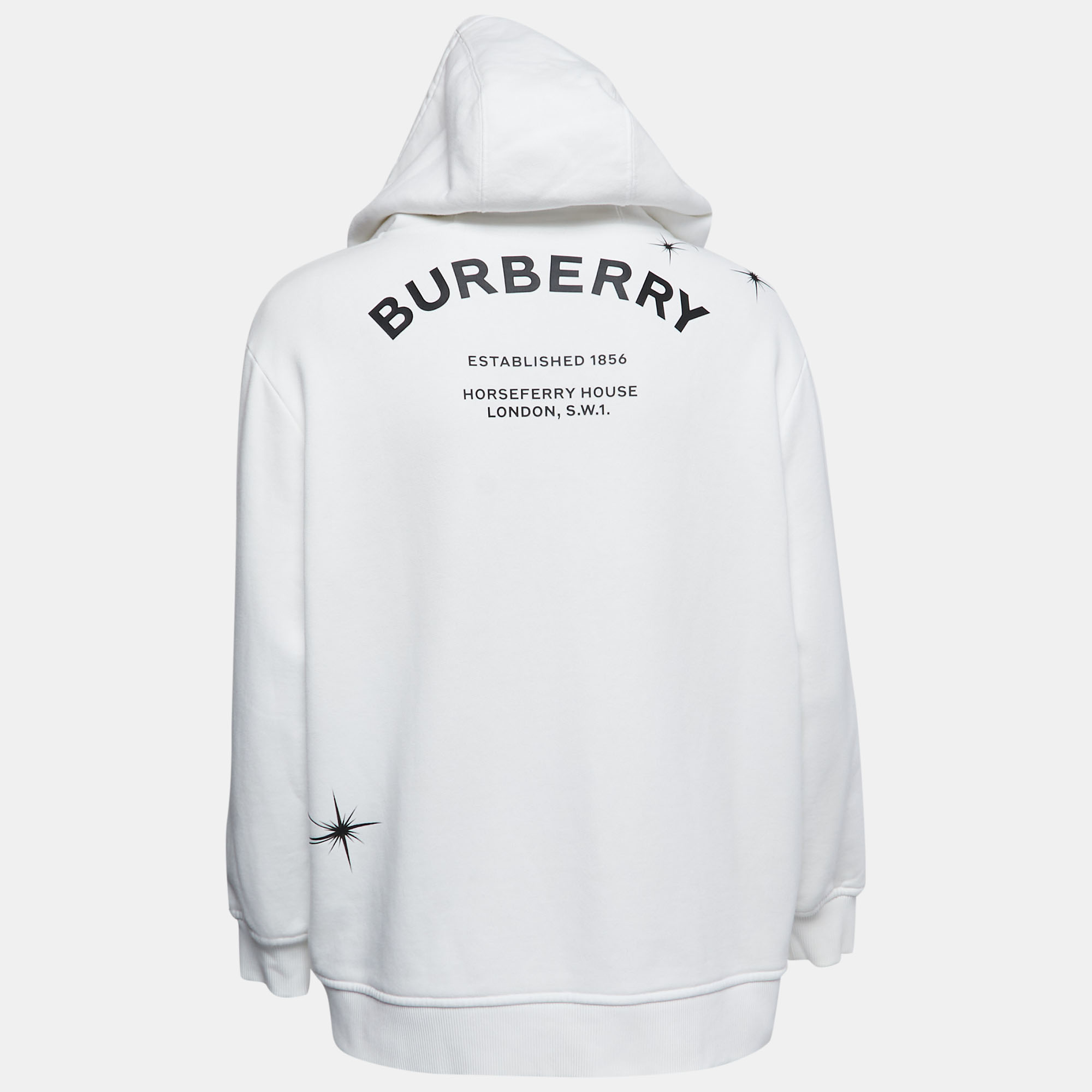 

Burberry White Orion Print Cotton Zip-Up Hoodie