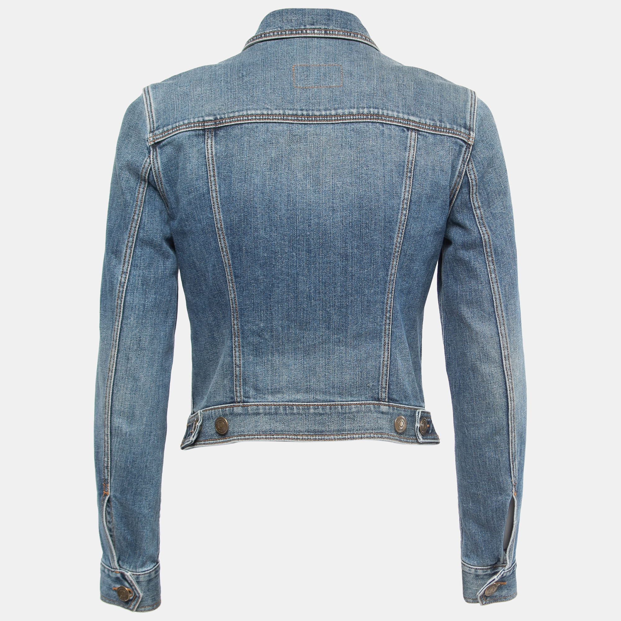 

Burberry Blue Washed Denim Button Front Jacket