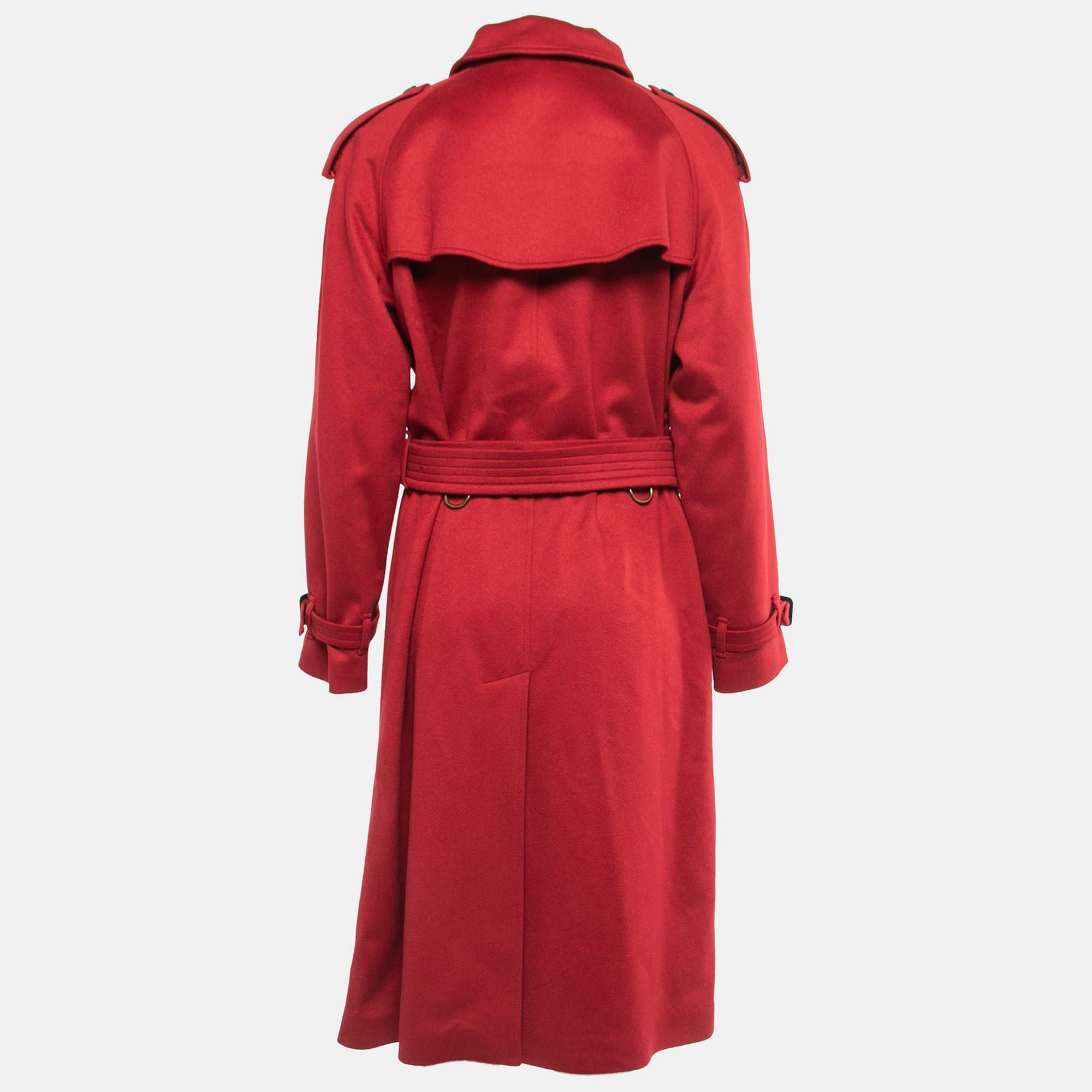 

Burberry Red Cashmere Belted Trench Coat