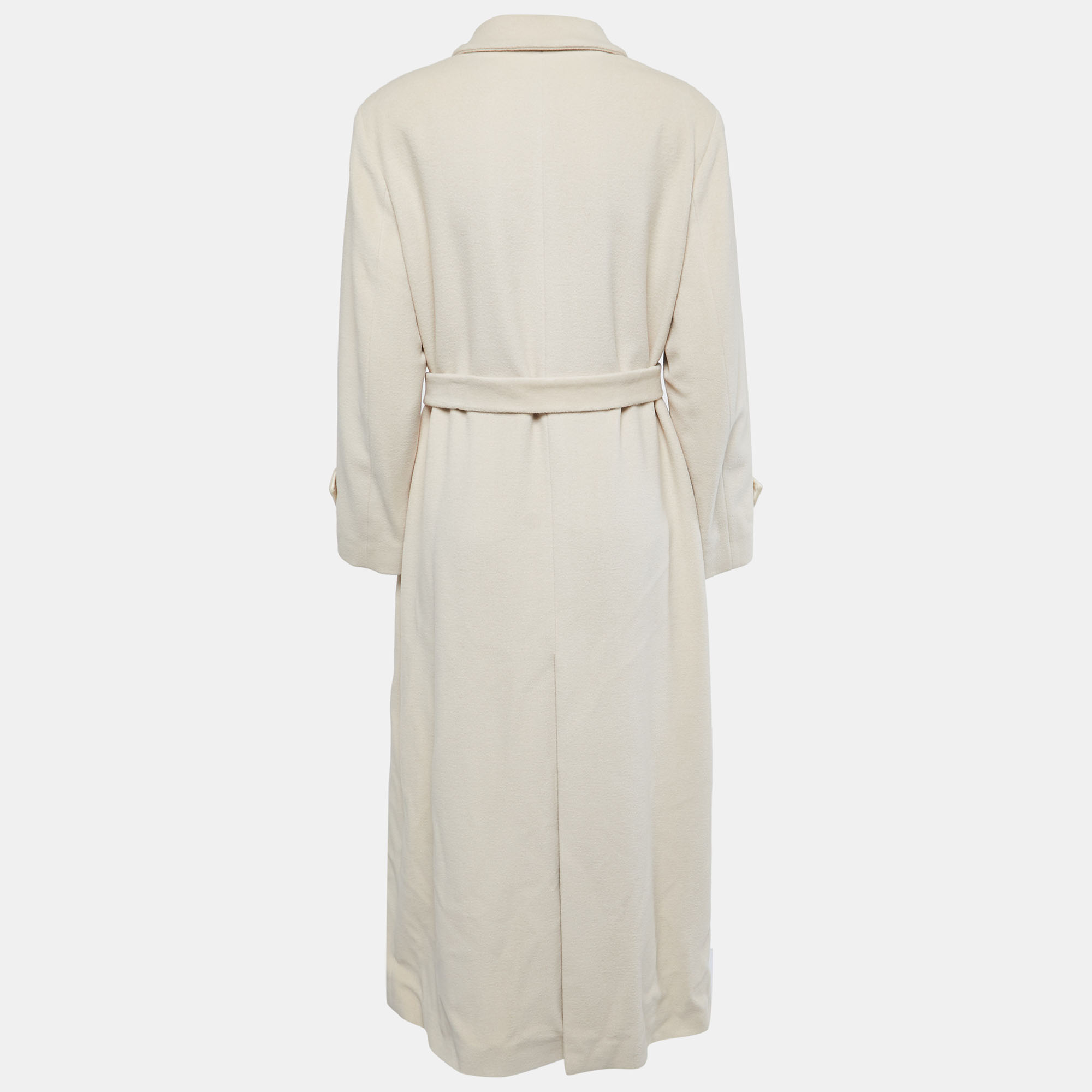 

Burberry Cream Wool & Cotton Belted Long Coat