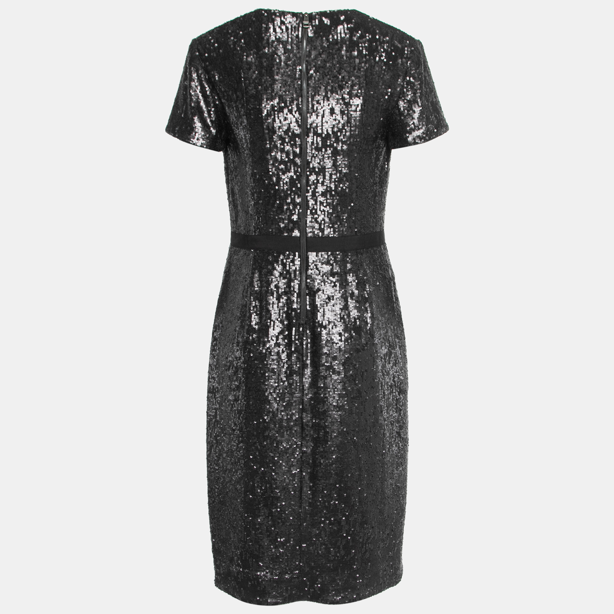 

Burberry Black Sequin Embellished Crepe Flared Short Dress